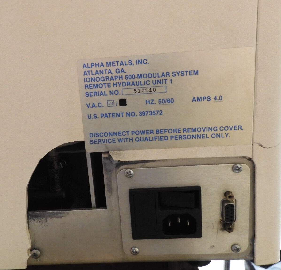 Alpha-Metals - 500M - Ionograph - Modular System Remote Hydraulic Unit - PD23