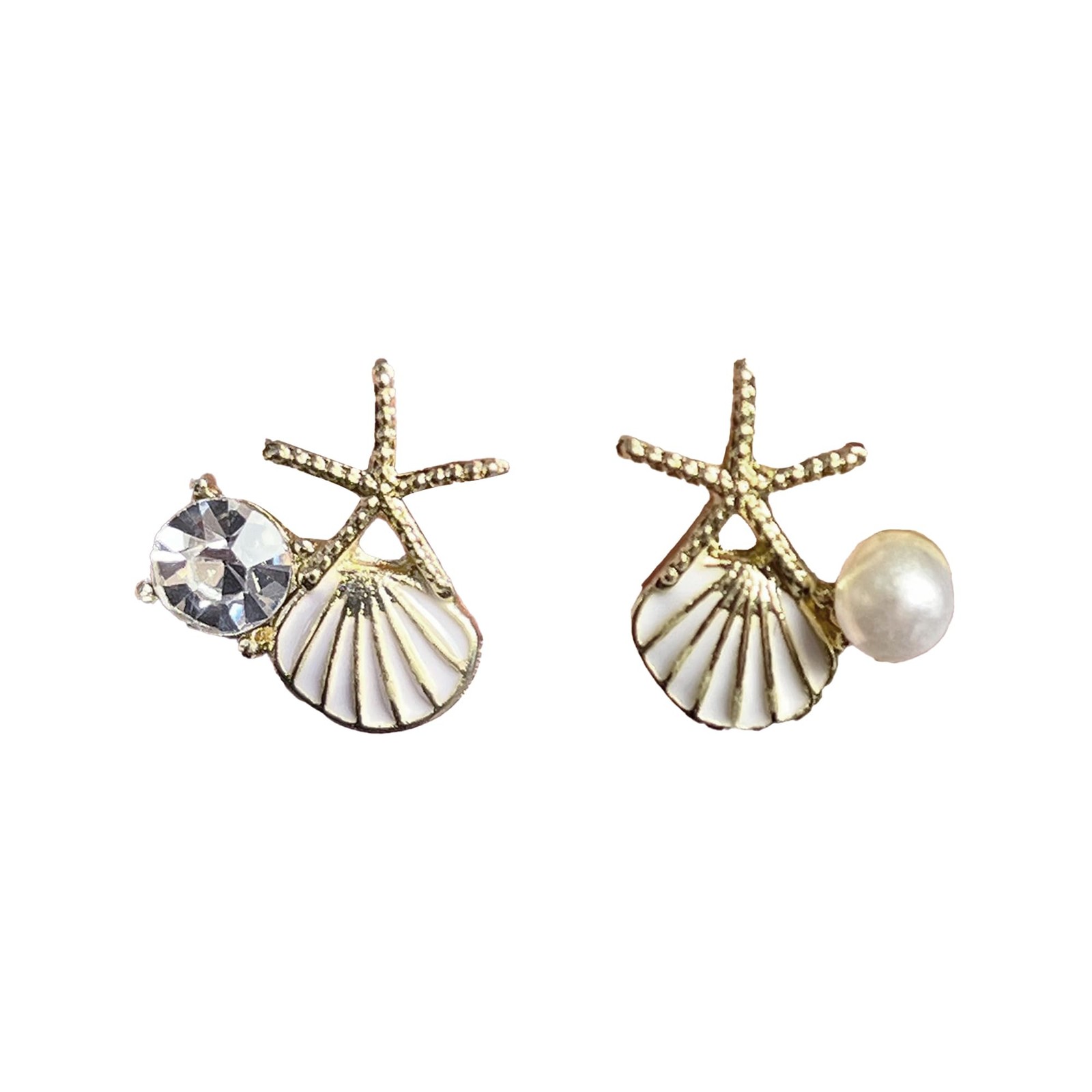Seakuur Boho Starfish Shell Earrings Statement Star Large, White