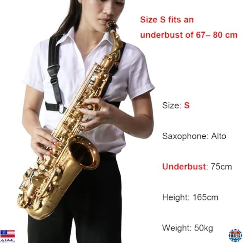 Rayzm Universal Double Shoulder Leather Saxophone Strap - Adjustable Padded