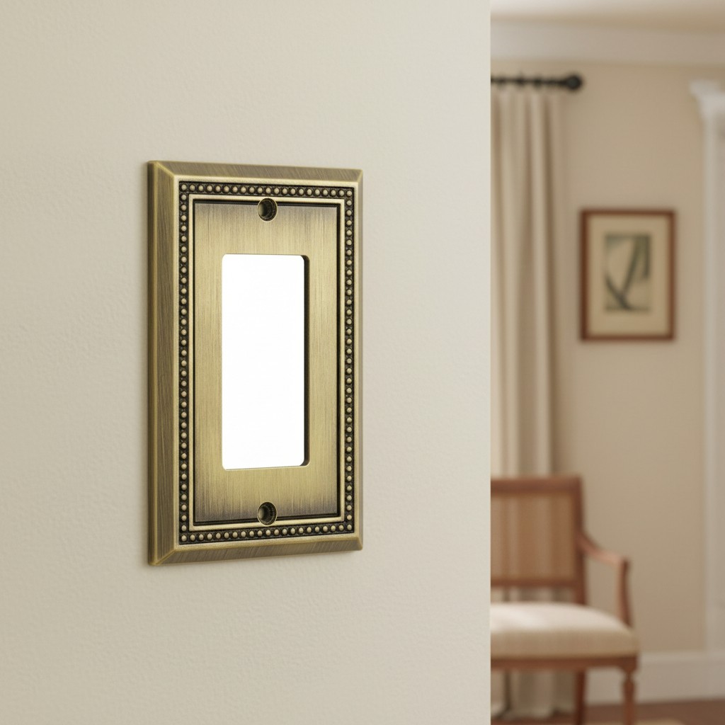 Traditional Antique Brass Switch Plate Outlet Covers - 2 Pack, Decorative Style