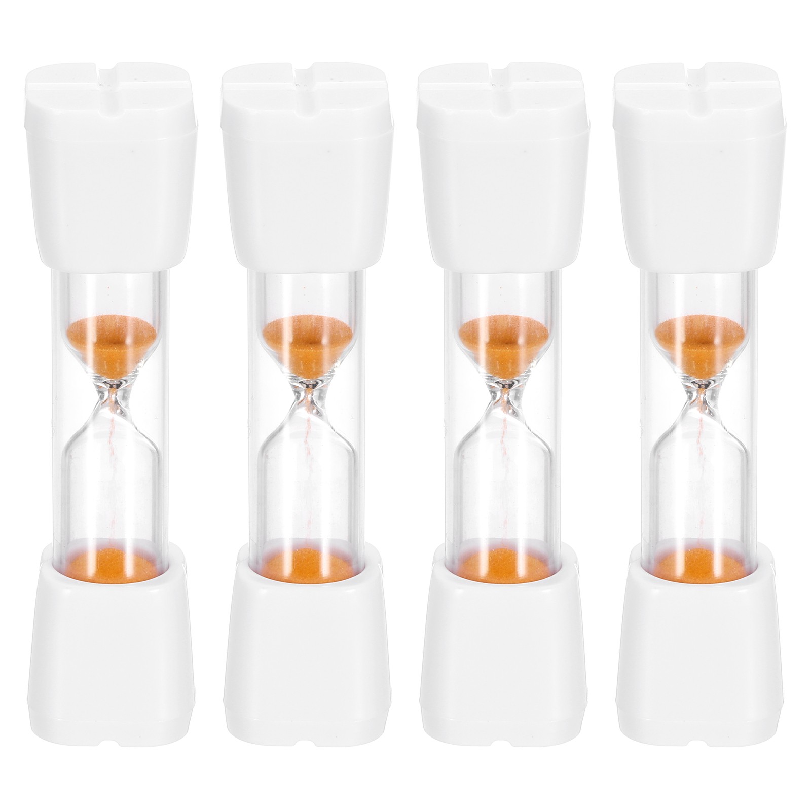 4 Pcs White Cap Orange Sand 3 Minute Sand Timer Sandglass Timer