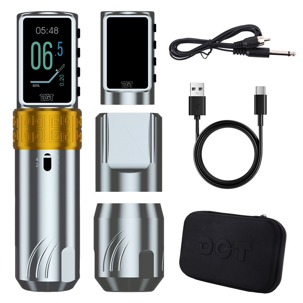 Dual Battery Tattoo RCA Machine Kit with Portable Bag Coreless Motor Gun w/Grip