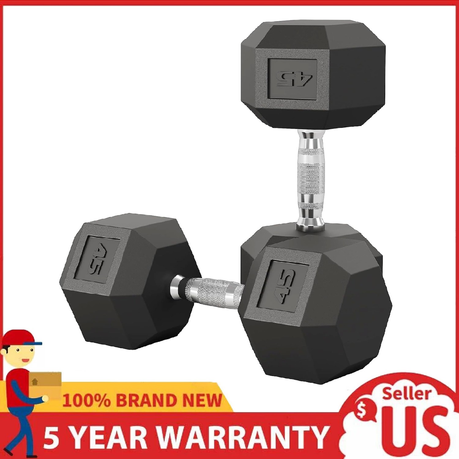 25-50LB Hex Dumbbell Set of 2 ,Hand Weights Dumbbells Pair for Strength Training