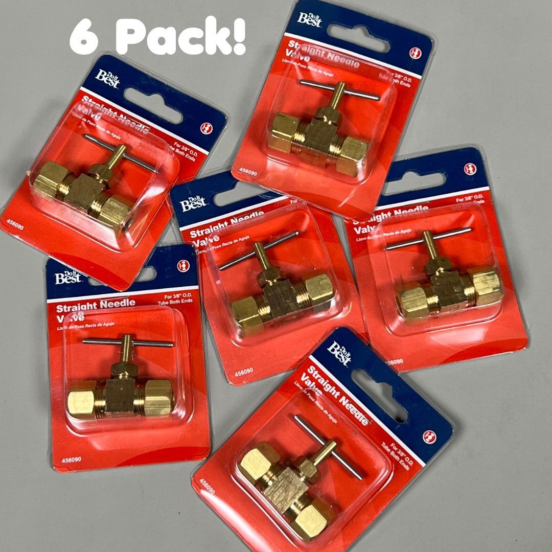 DO IT BEST 6-PACK of Tube Brass Straight Needle Valve 3/8 In. Tube x 3/8 In. Tub