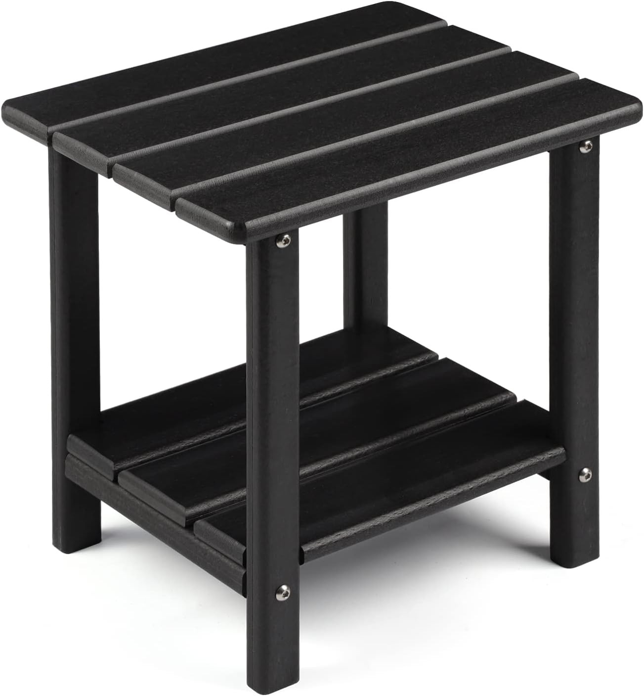 2-Tier Outdoor Sturdy Patio End Table Weather Resistant,16.5" Solid Side Table
