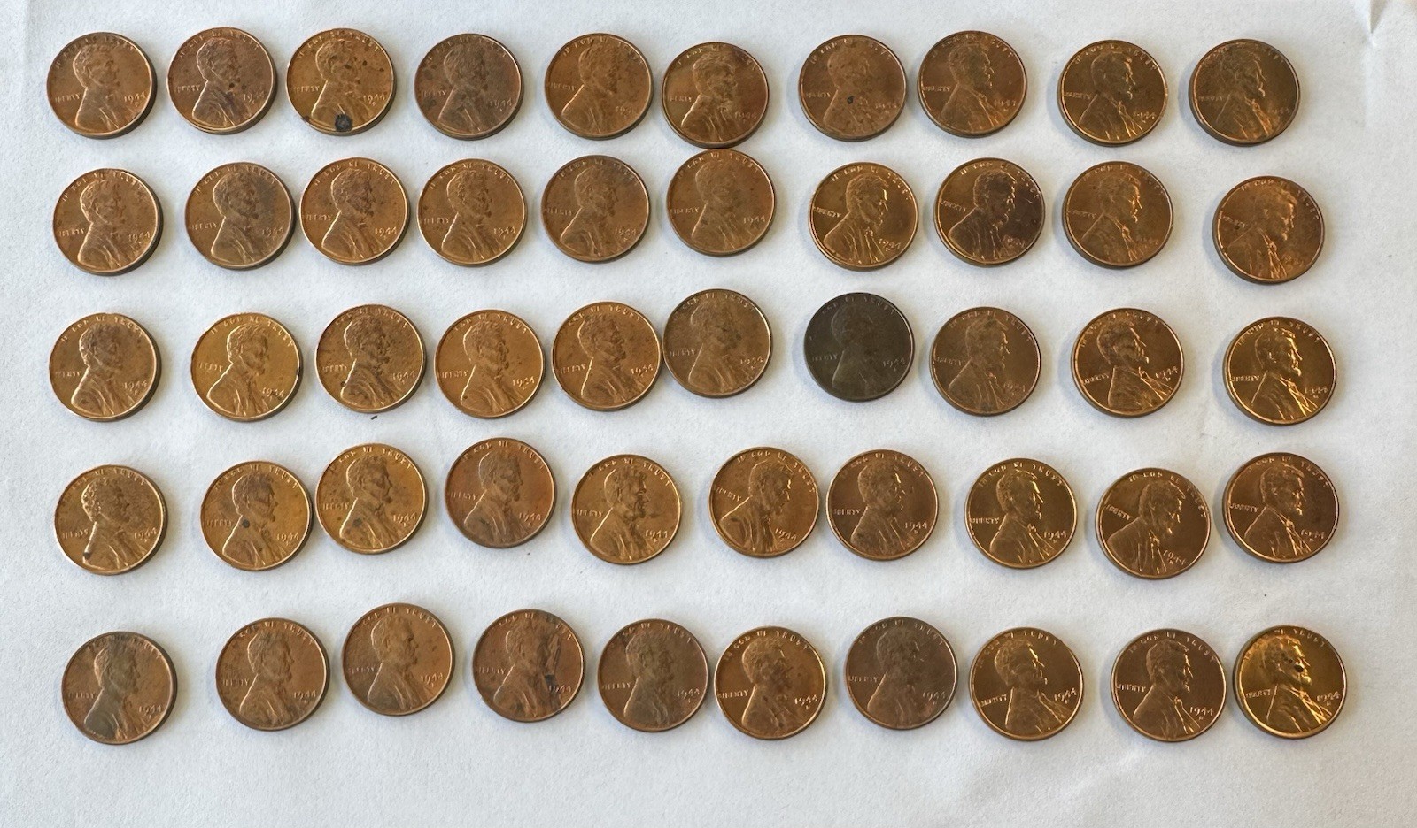 (50) 1944-D Gem BU Lincoln Wheat Cents - Uncirculated - CH BU