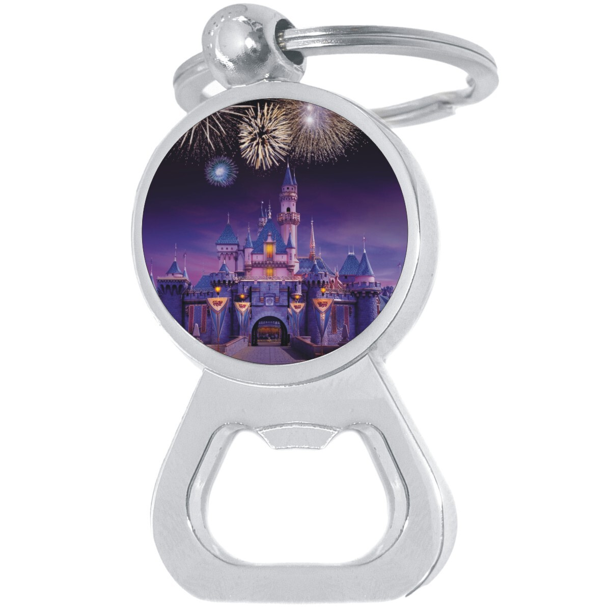 Castle Fireworks Magic Bottle Opener Keychain - Metal Beer Bar Tool Key Ring