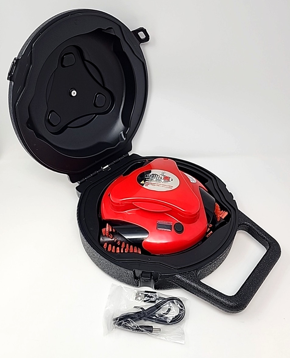 Grillbot Automatic Grill Cleaning Robot Red Nylon + Case New Open Box