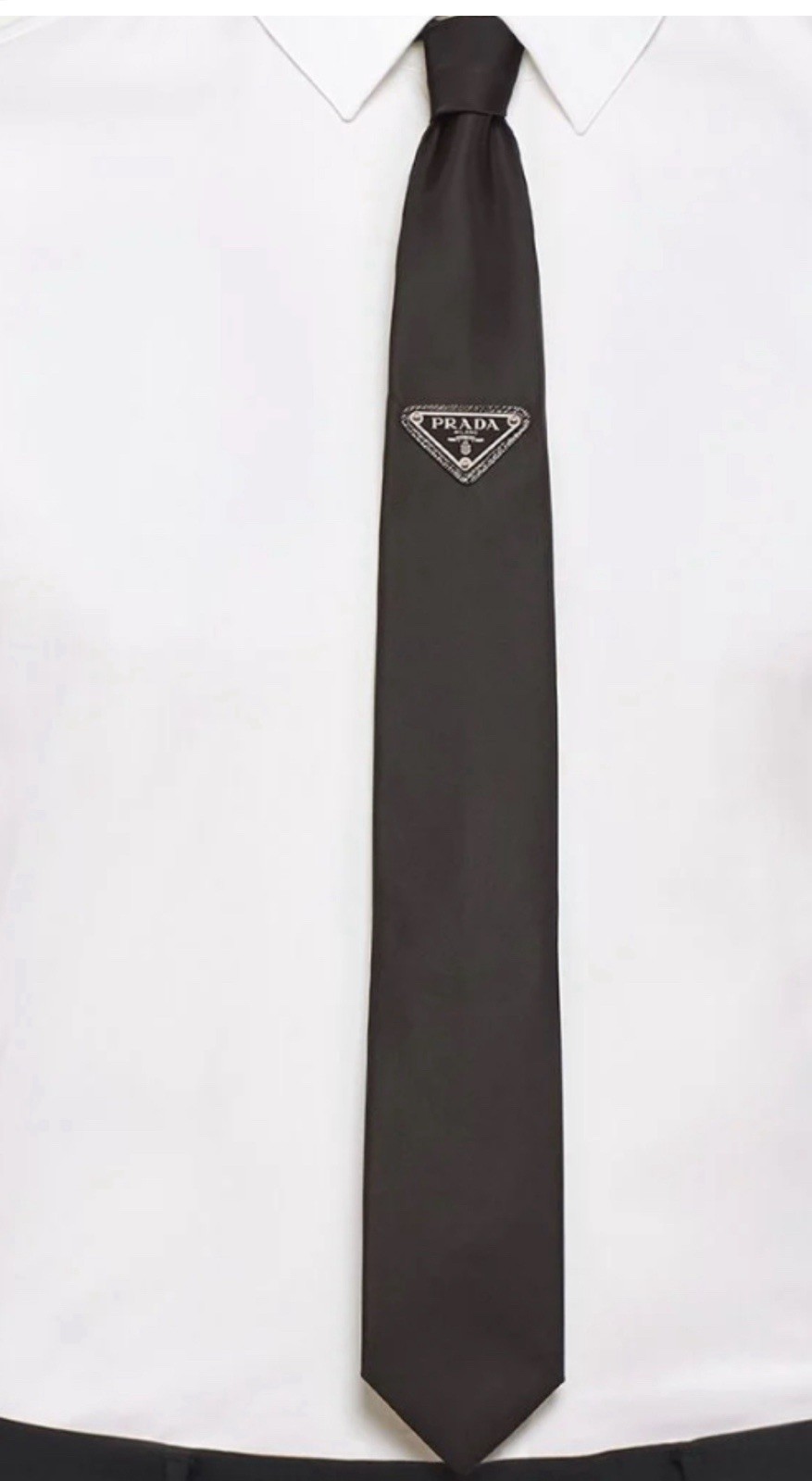 Black Men's Prada Re Nylon Tie Triangle Logo With Box