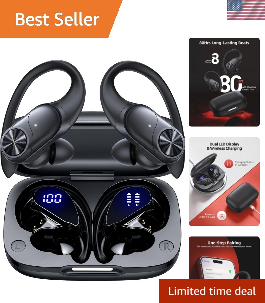 Deep Bass Waterproof Bluetooth Earbuds for Sports - 30ft Range & Easy Control