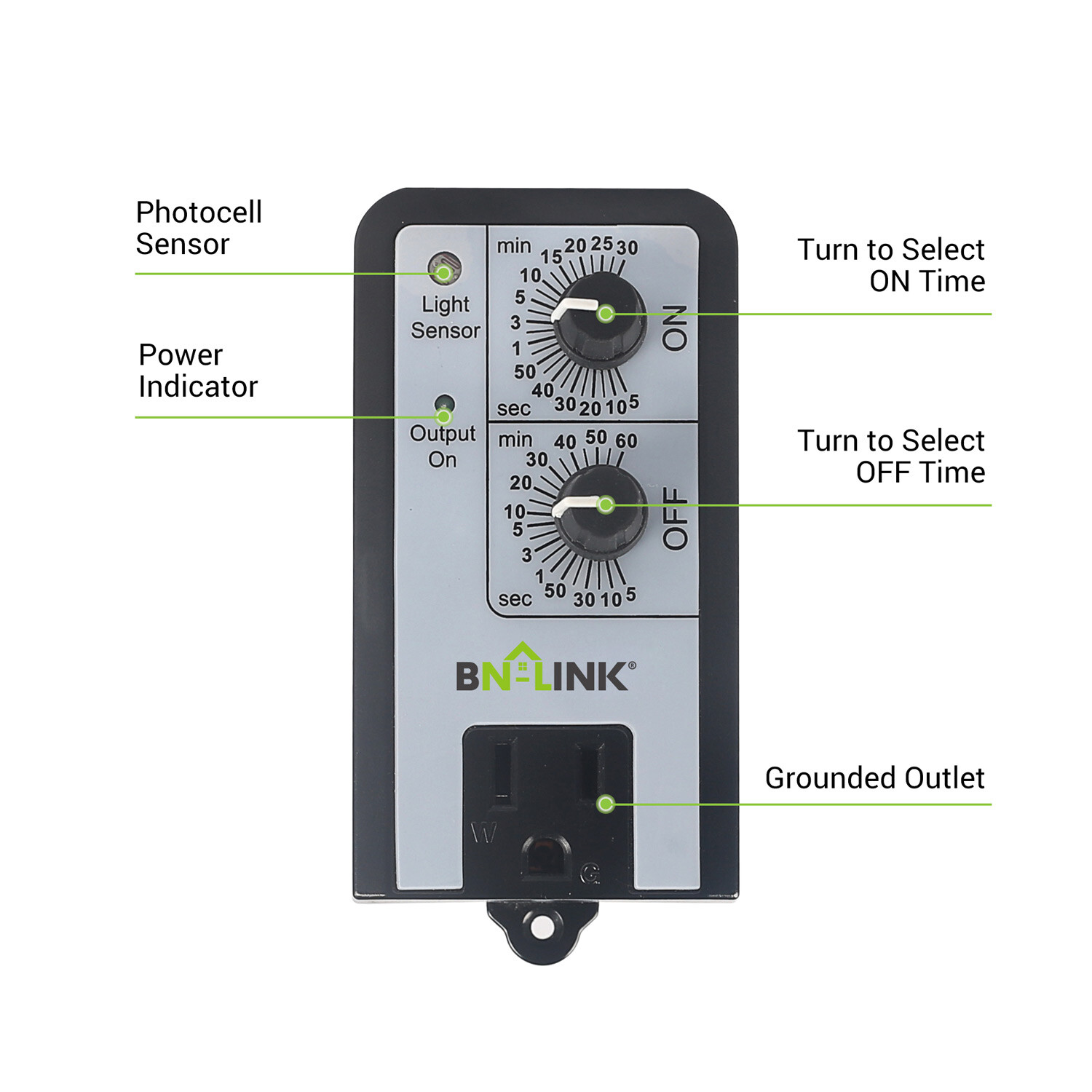 BN-LINK Short Period Repeat Cycle Timer 24 Hours ON OFF Controls Plug In Delay