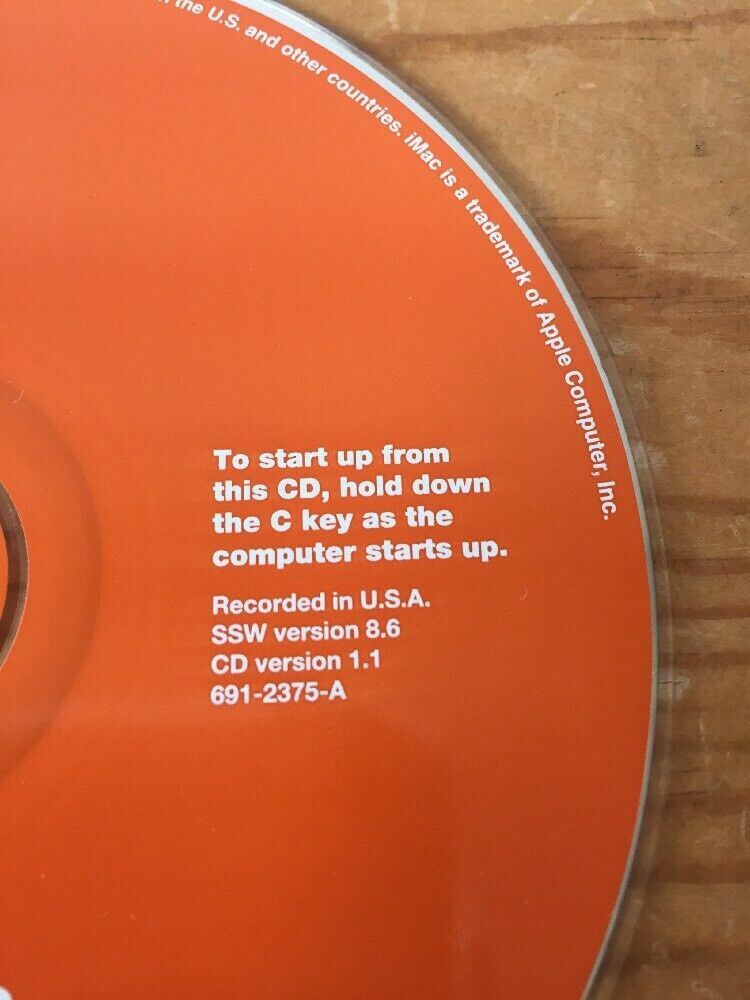 1999 Mac Macintosh iMac Software Restore Install OS 8 8.6 Reboot CD-ROM Disc CD