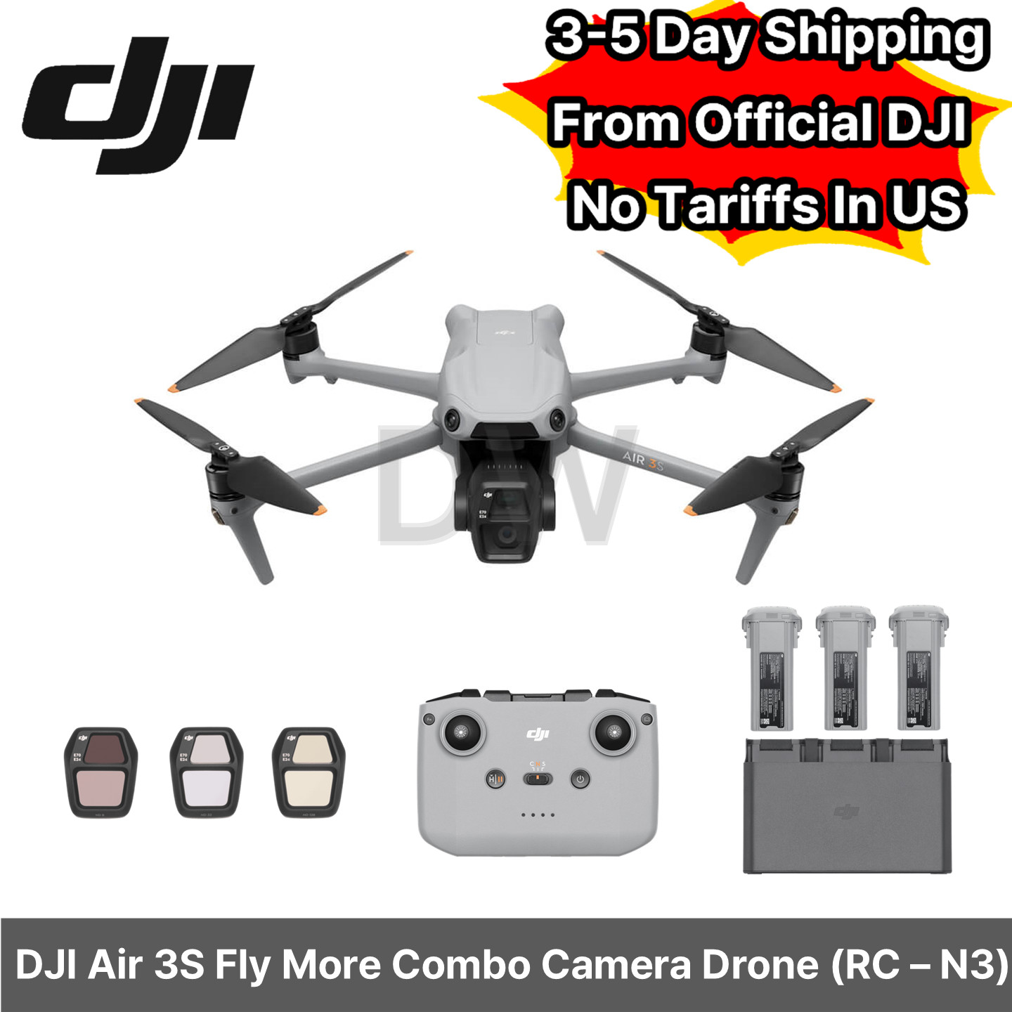 DJI Air 3S Fly More Combo Camera Drone (3 Batteries) DJI RC-N3 Free Tariff in US