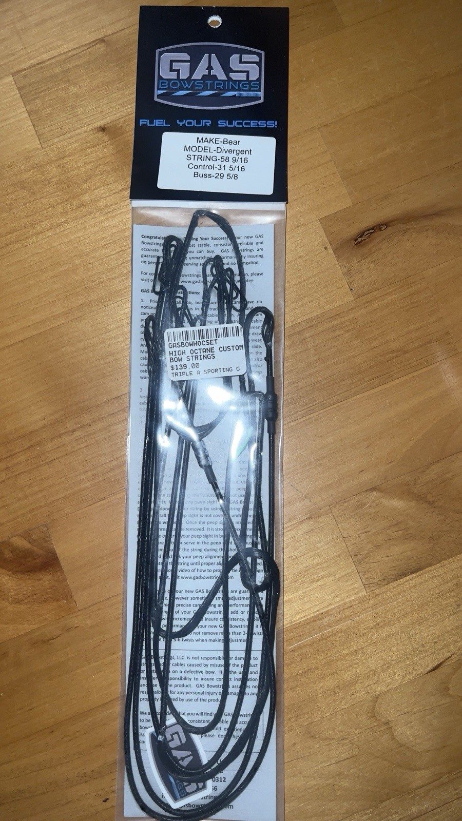 GAS Bowstrings High Octane Bear Divergent String Set 58 9/16in Black