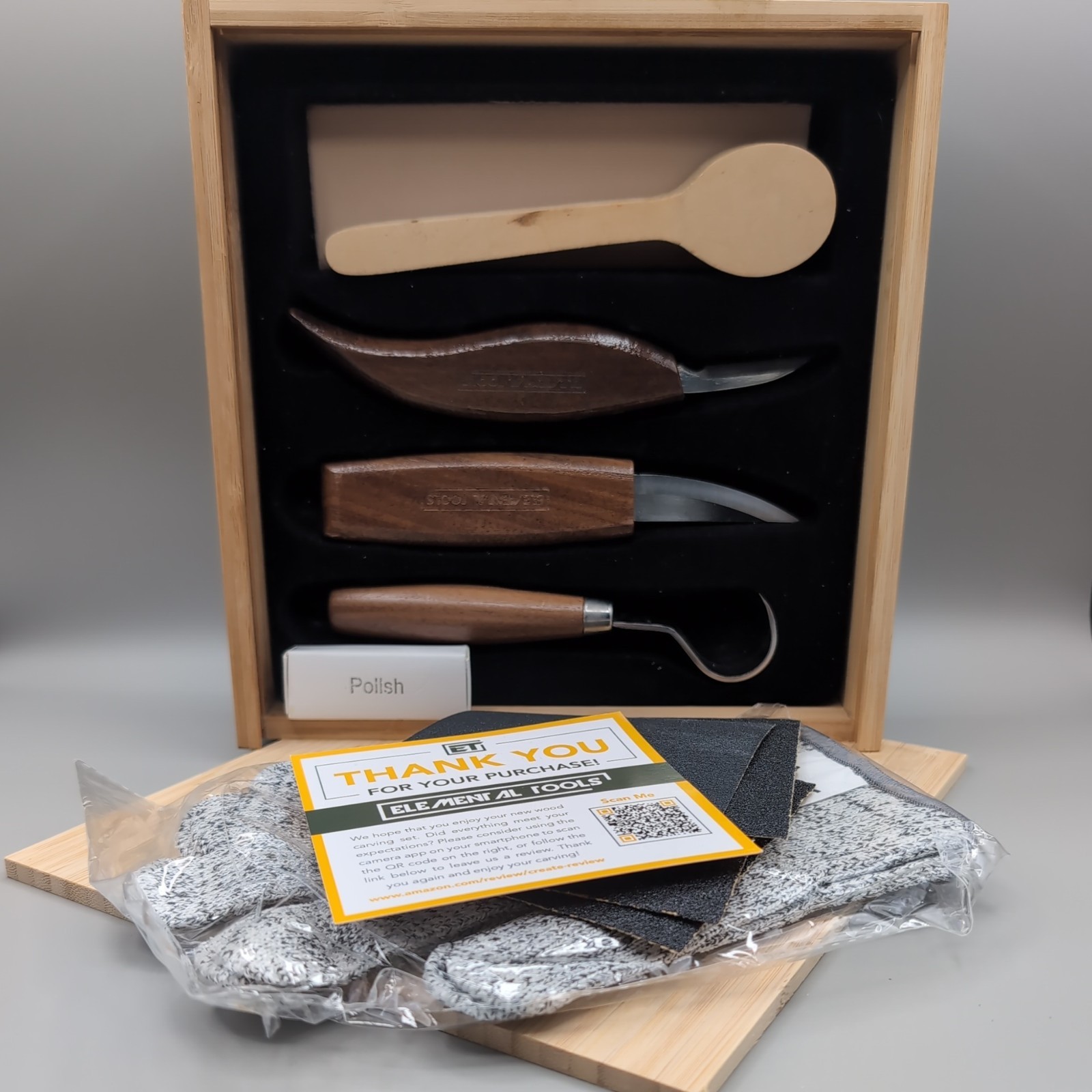 Spoon Carving Kit for Beginners. DIY Carving Set with Hook Knife & Tools.