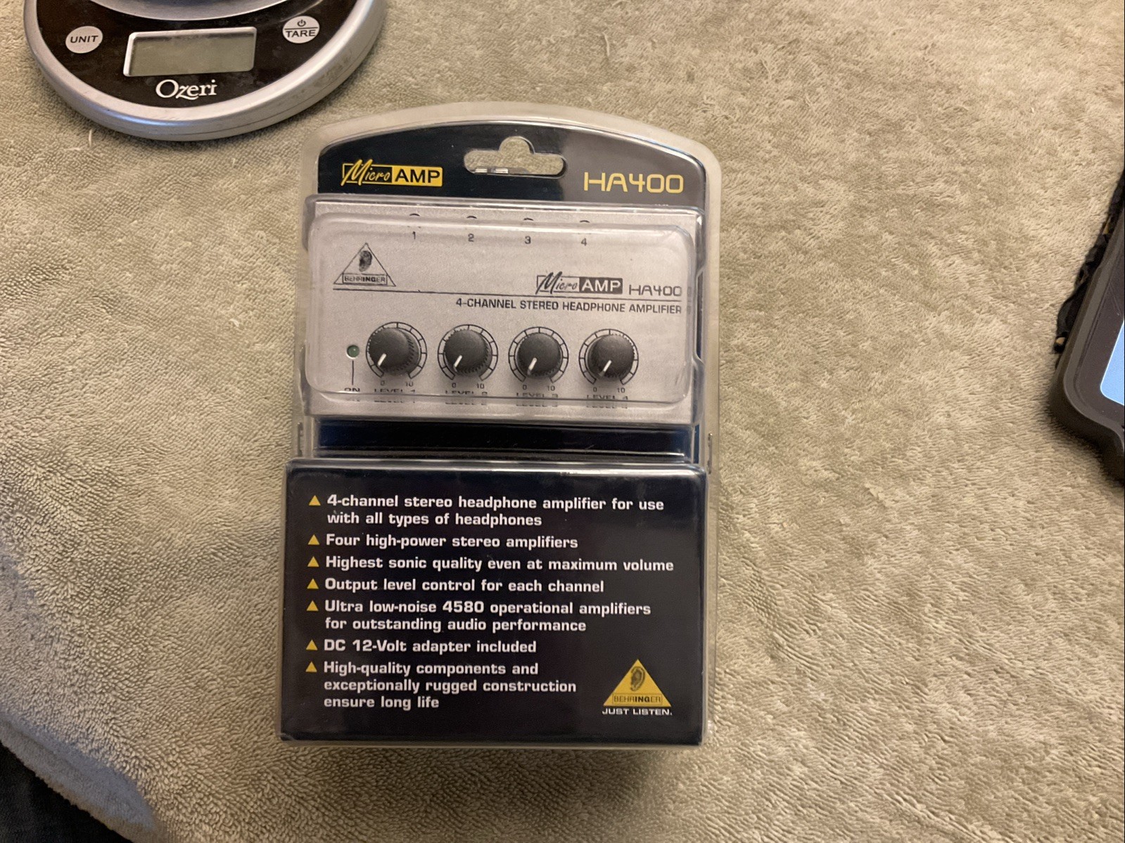 New Behringer Micro Amp HA400 4CH Stereo Headphone Amp + 12V Adaptor Binbr8
