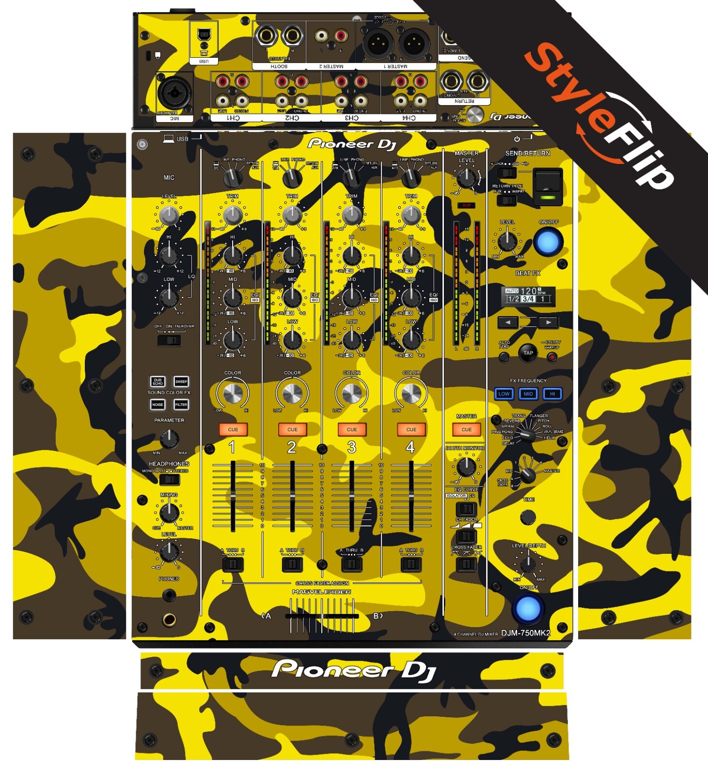 Pioneer DJM-750 MK2 | Yellow Camo | Protective Decal | StyleFlip Skins