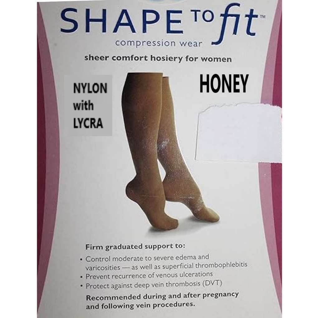 Shape to Fit Sheer Comfort Hosiery for Women, Closed Toe, 20-30mmHg, (Size: S) H