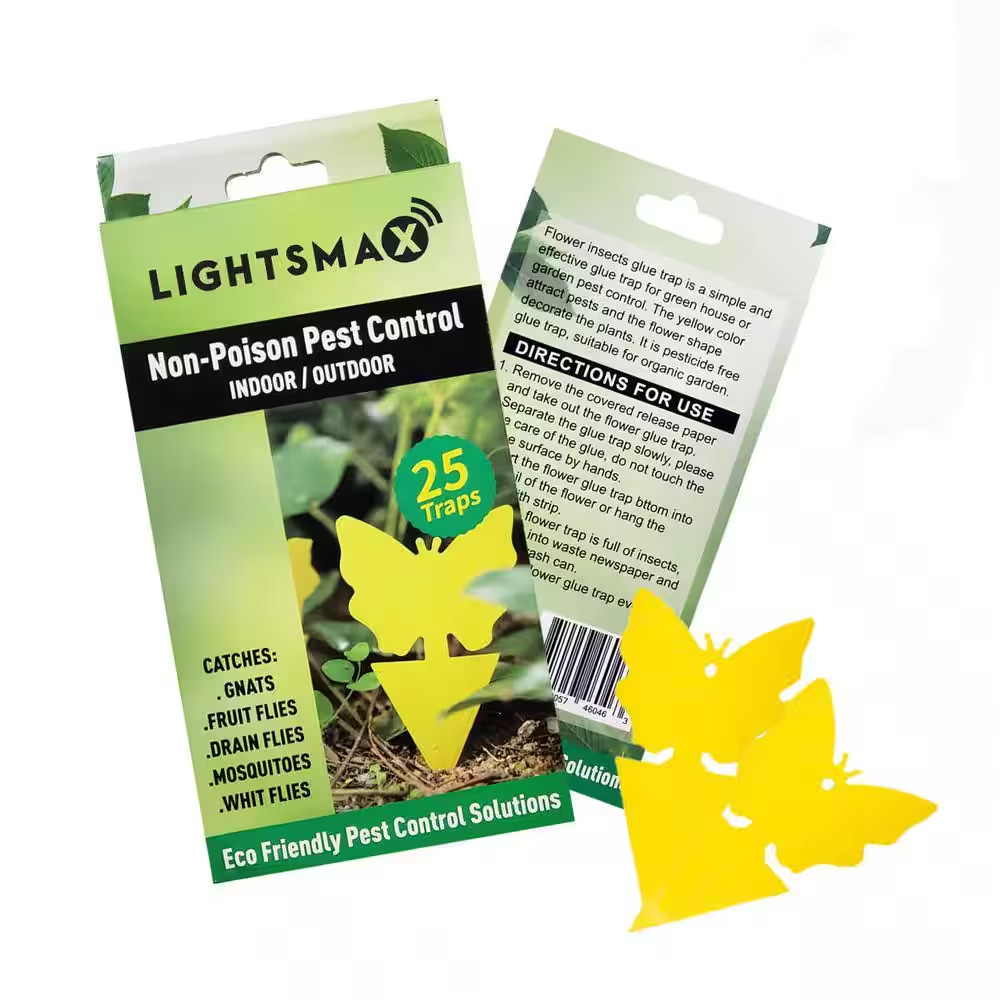 Yellow Sticky Bug Traps for White Flies Mosquitos Fungus Gnats (25-Pack)