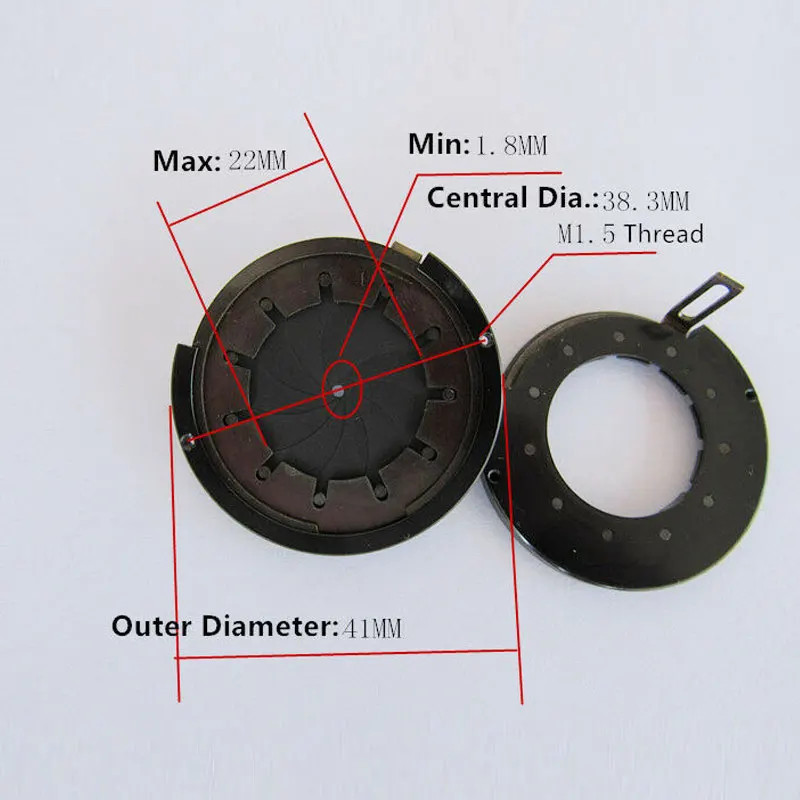 Adjustable Aperture 1.8-22mm Manual Iris Diaphragm 41mm Outer Diameter Camera