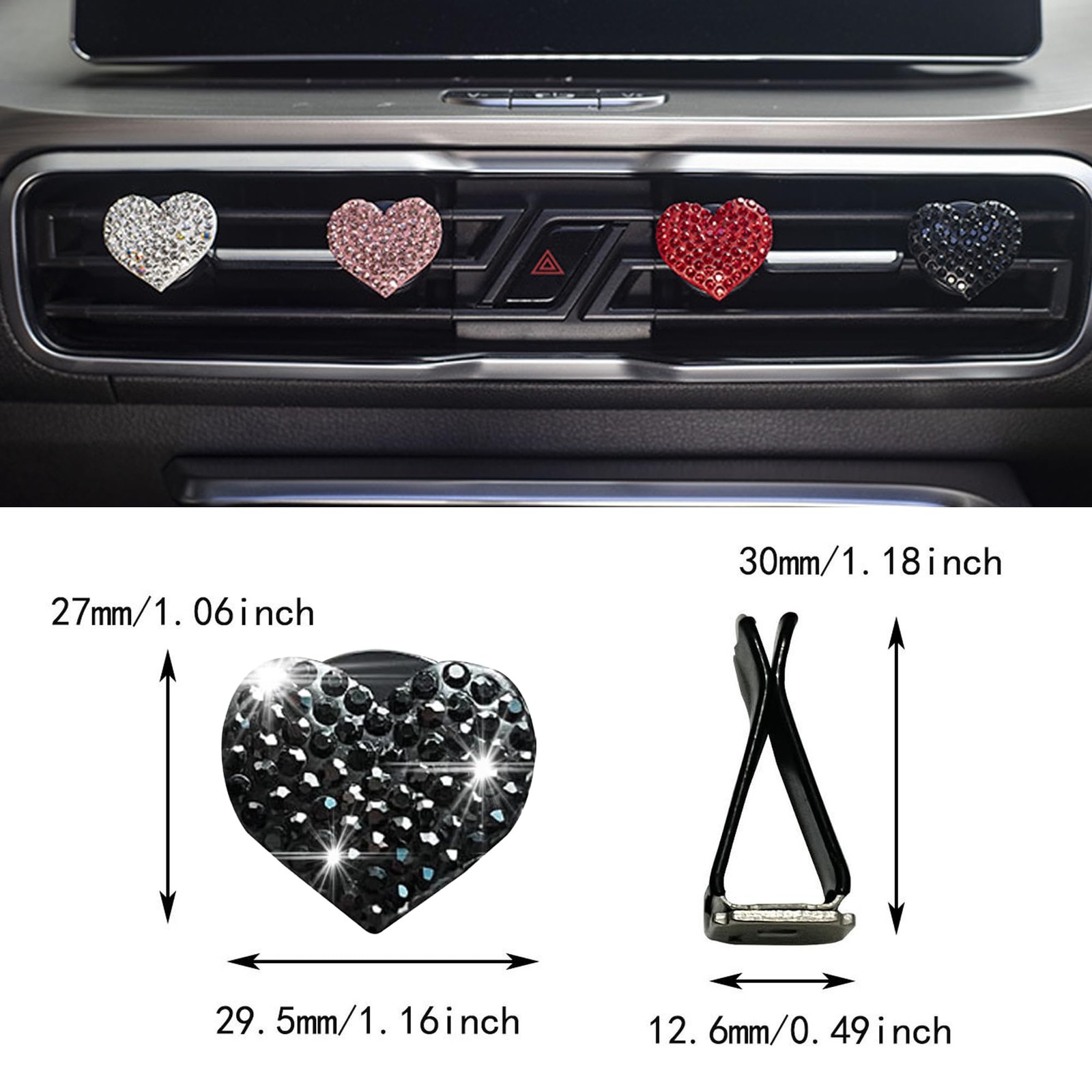 Honibaoto Car Bling Air Vent Clips, 2 Pcs 1 Count (Pack of 1), Black