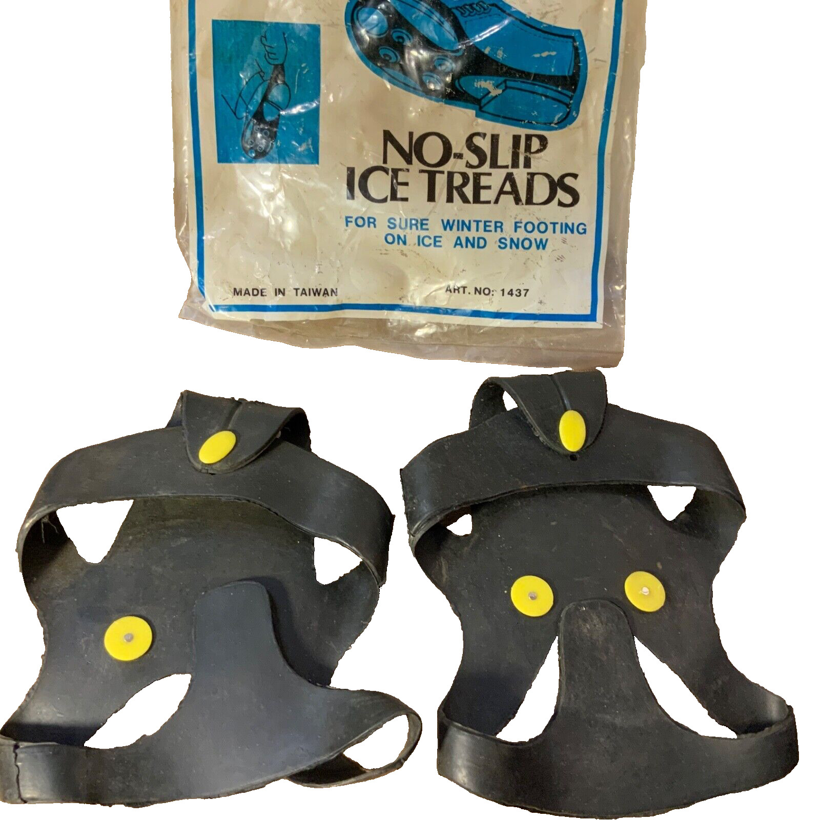 No Slip Ice Treads Winter Footing on Ice And Snow Shoe Spikes black rubber grips