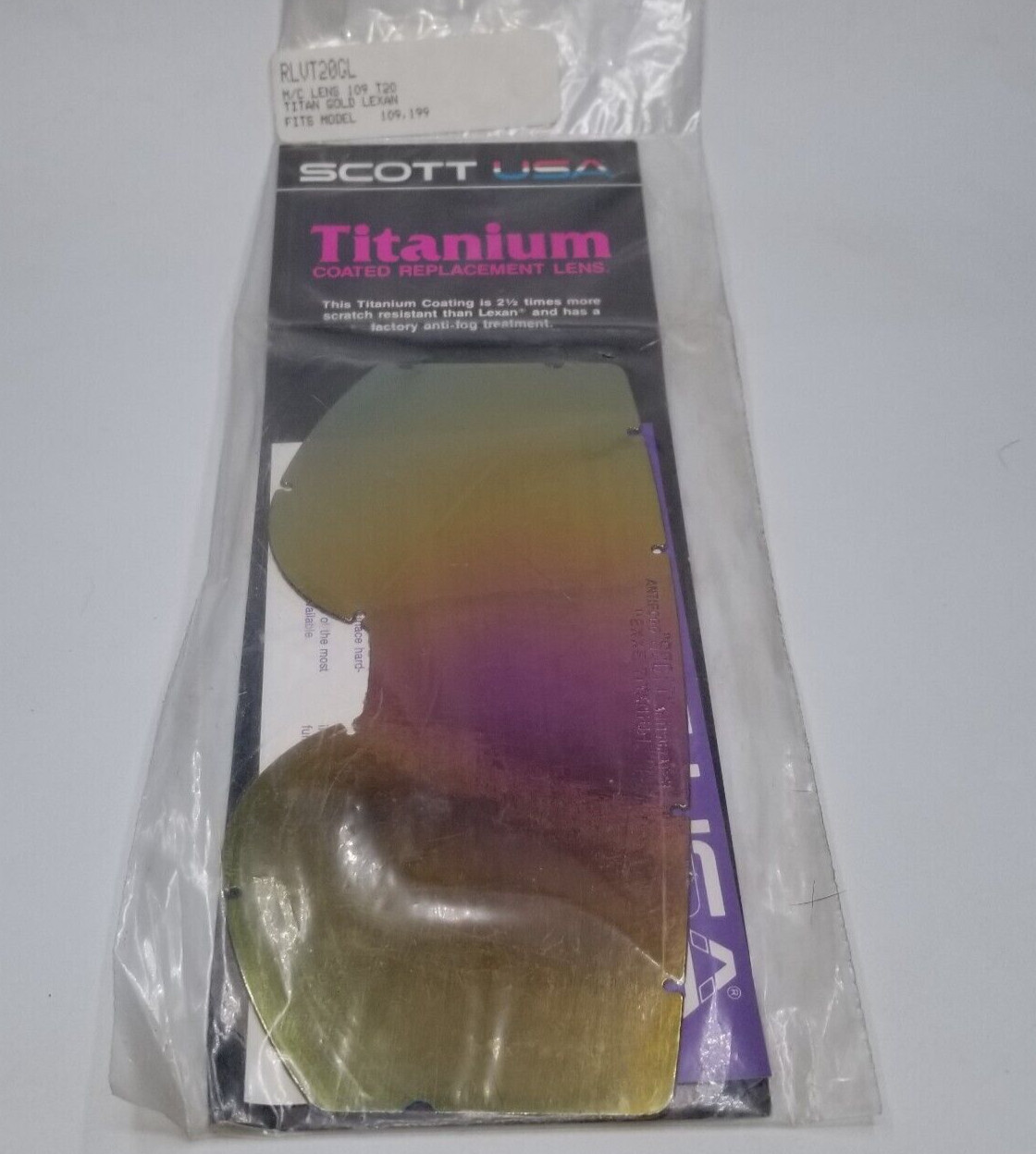 NEW SCOTT MODEL 109 & 199 TITAN GOLD TITANIUM SINGLE GOGGLE REPLACEMENT LENS