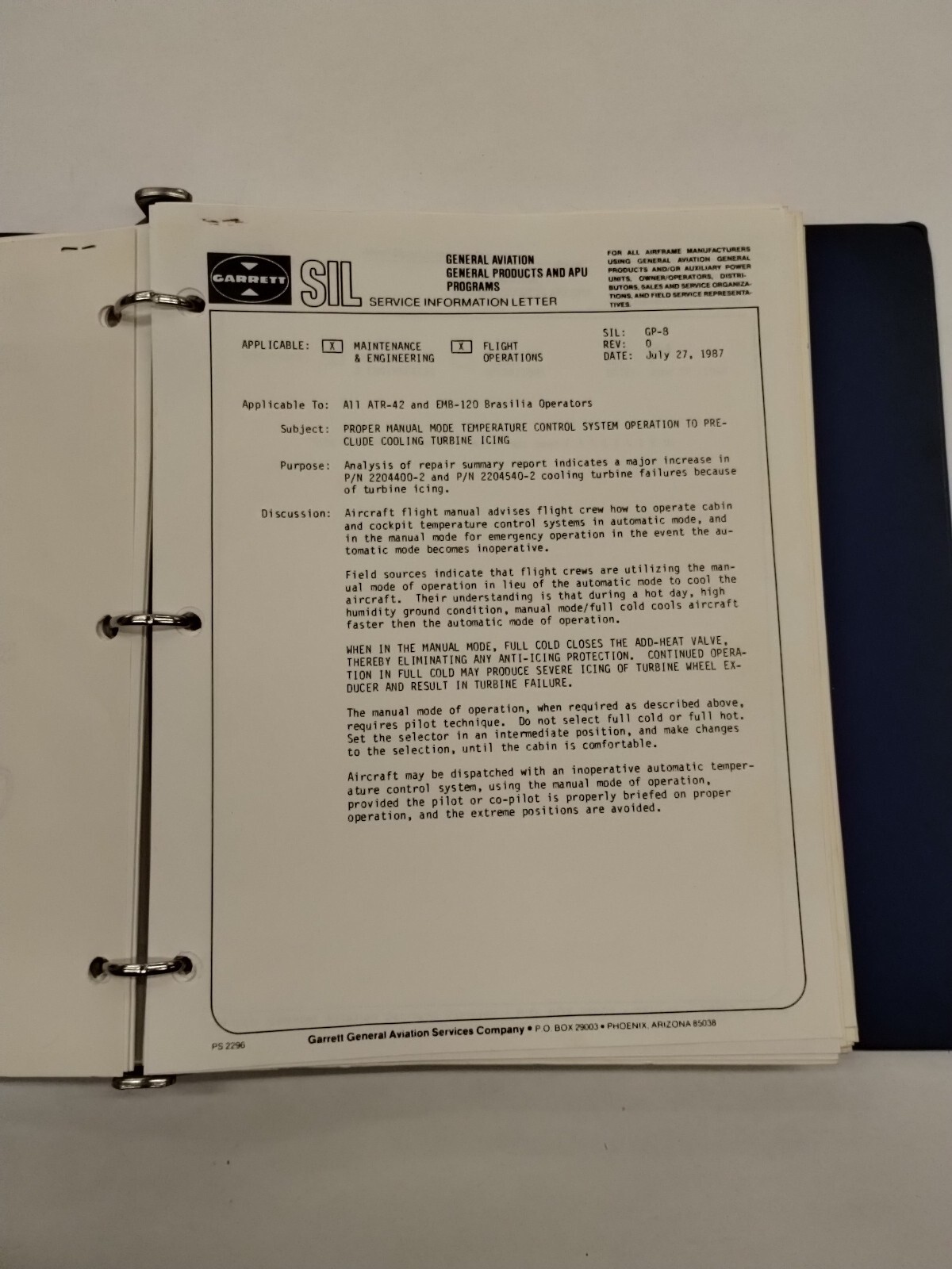 Garrett Service Information Letters 1987-90-Original