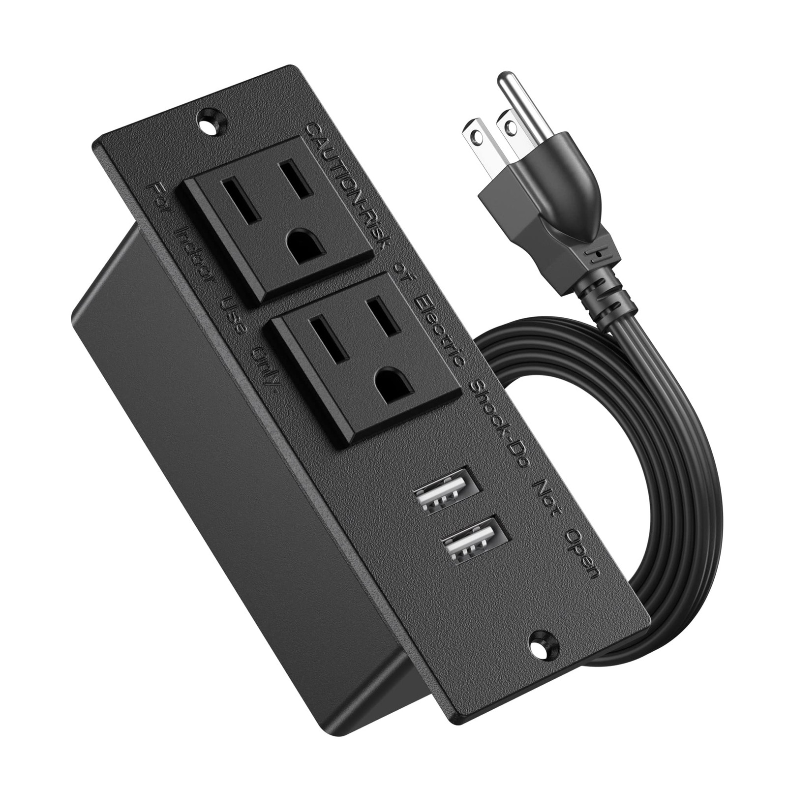 Jgstkcity Conference Recessed Power Strip Socket 9.8Ft 10W USB-A Ports, Black