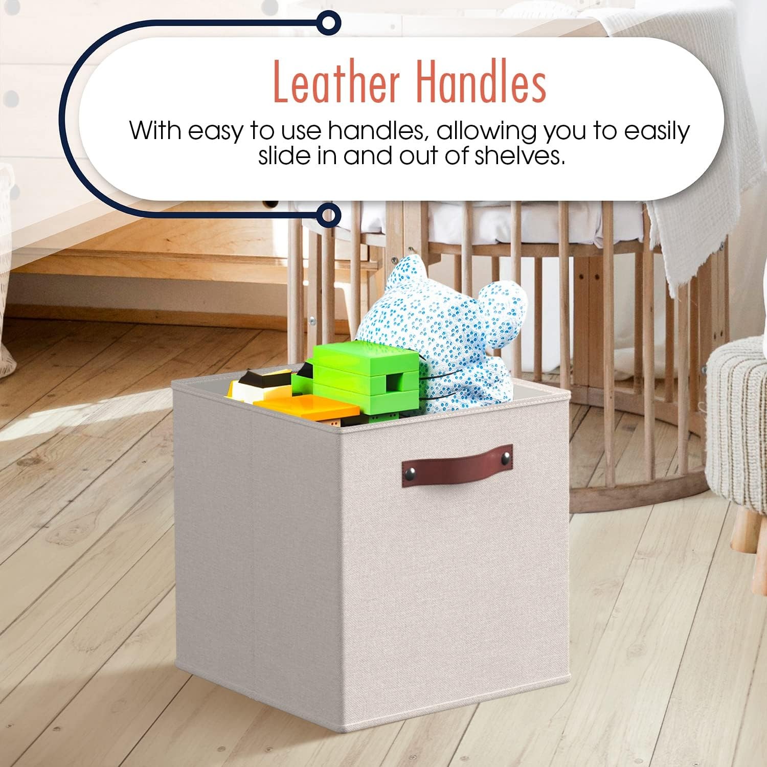 13 x 13 Storage Cube Bins, Foldable Collapsible Fabric Storage Bins Box Linen
