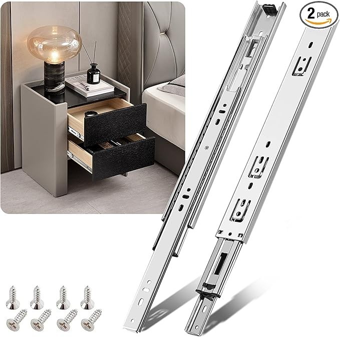 Full Extension 100-lb Ball Bearing Drawer Slides 10"-22" Heavy Duty Track Rail