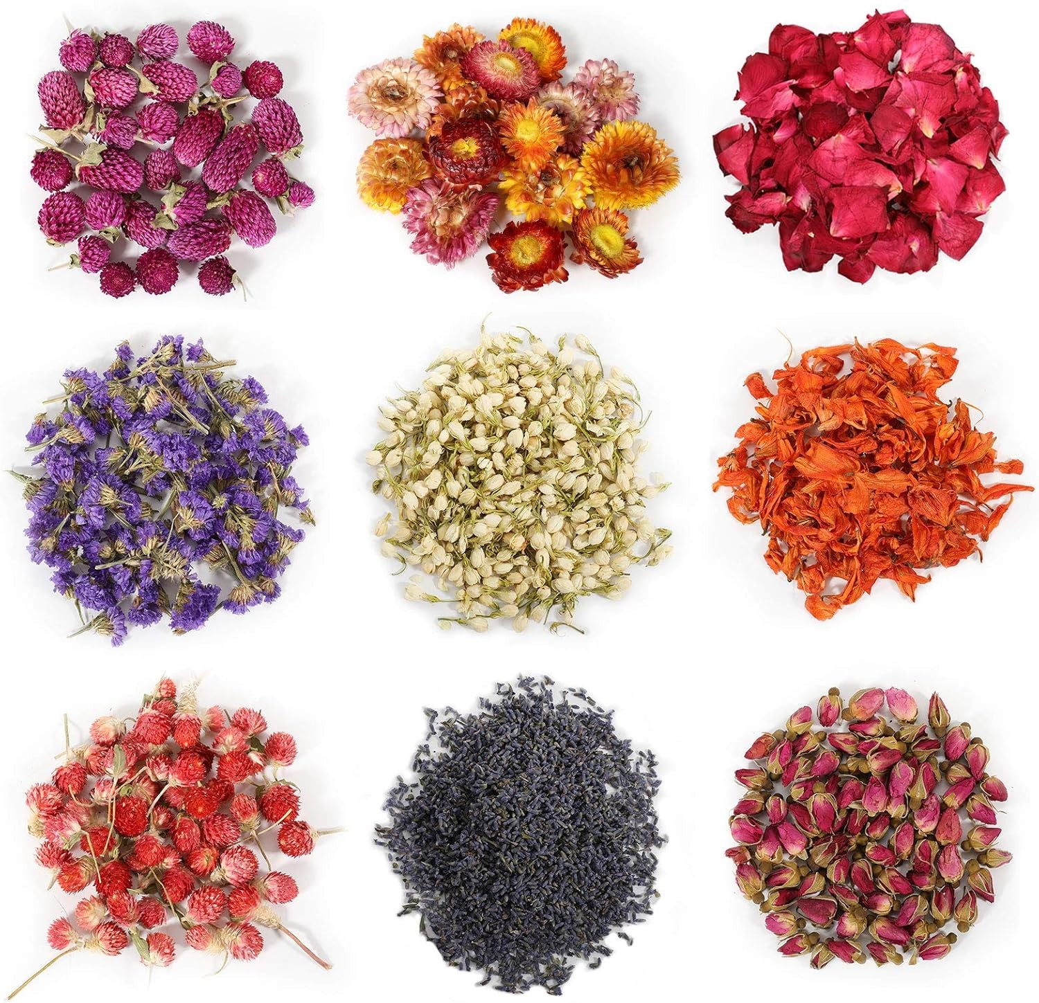 9 Bags Dried Flowers,100% Natural Flowers Herbs 9 bags*7g, 9 Bags*7g