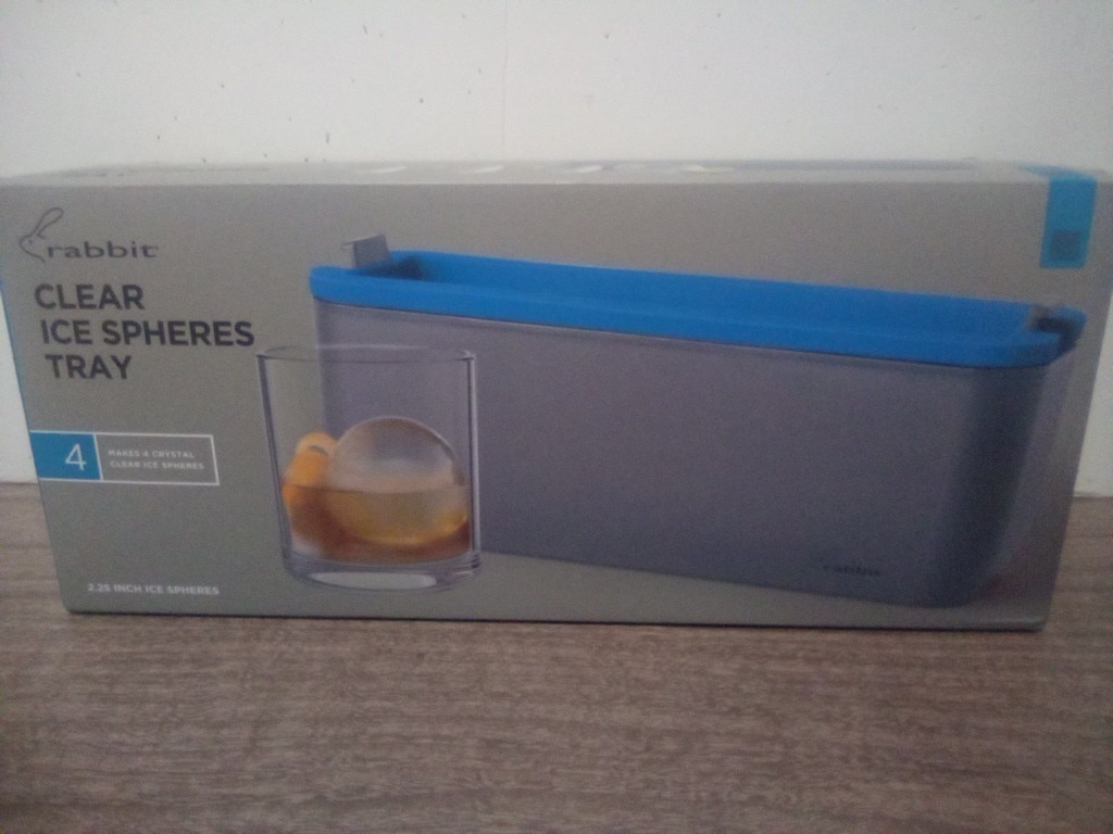 Rabbit Clear Makes 4 Round Ice Sphere Mold Tray Blue/Slate 3 Pieces  Opened/New