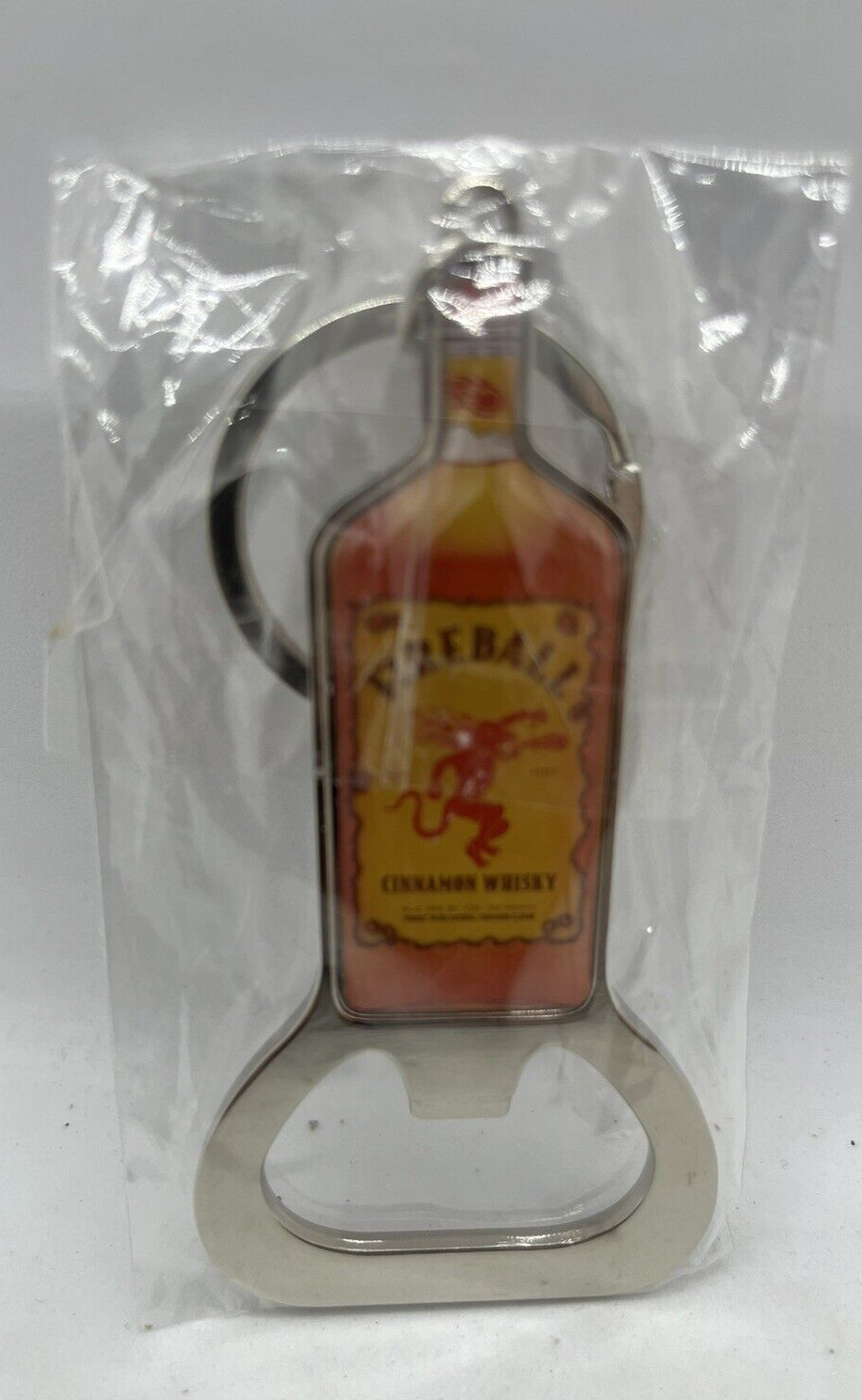 MIP Fireball Cinnamon Whiskey Bottle Opener Keychain-Sealed Metal Free Shipping
