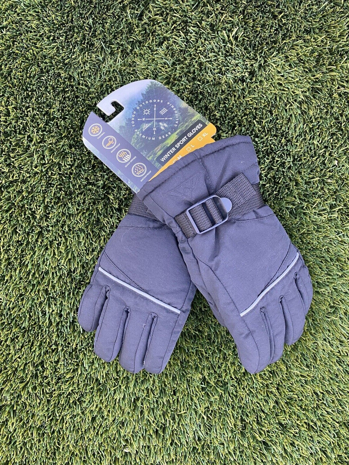 Youth Tough Outfitters Winter Insulated Gloves W/Wrist Straps Black- Medium -NWT