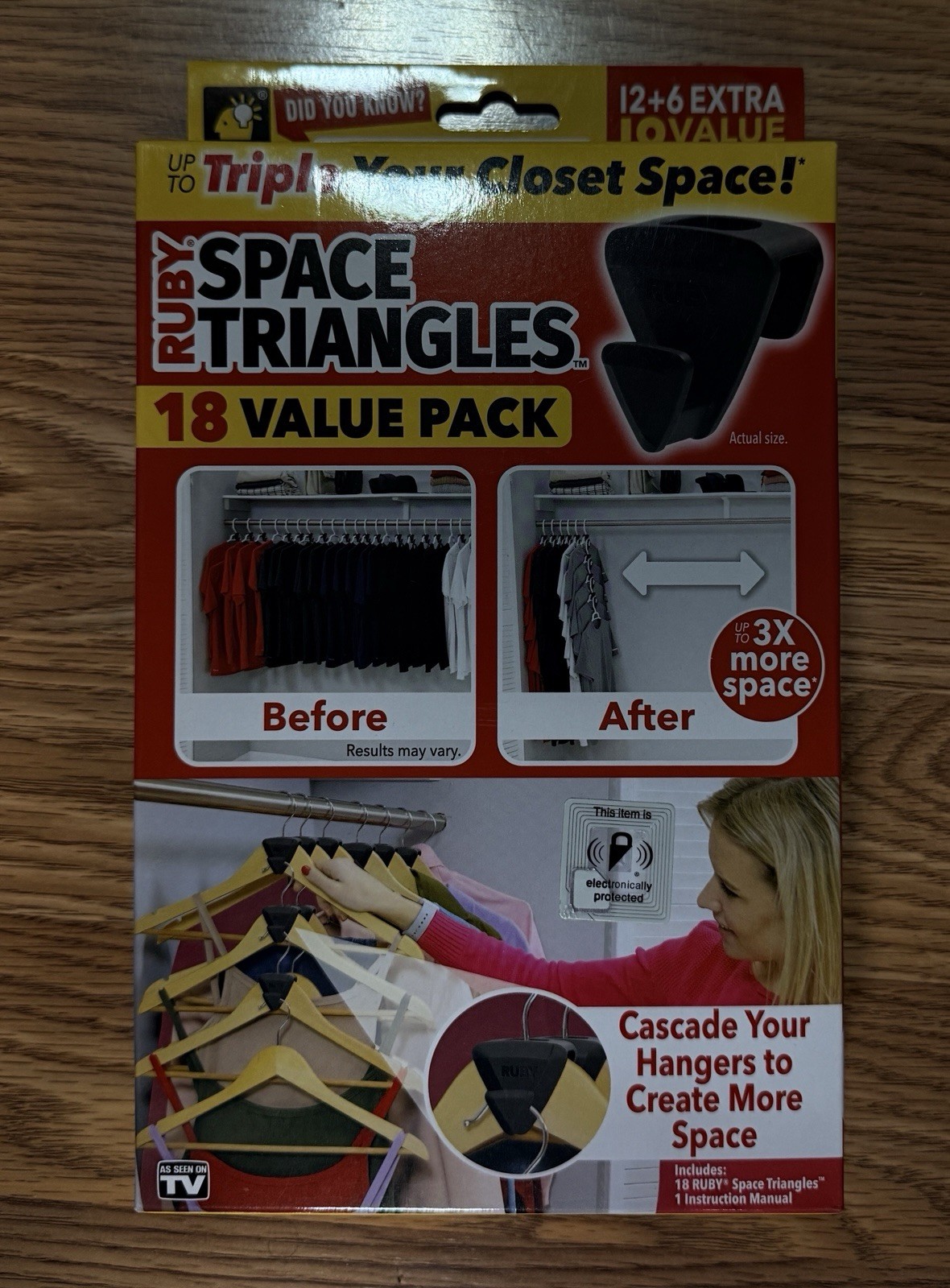 Ruby Space Triangles 18 Value Pack Closet Hanger Organizer As Seen On TV