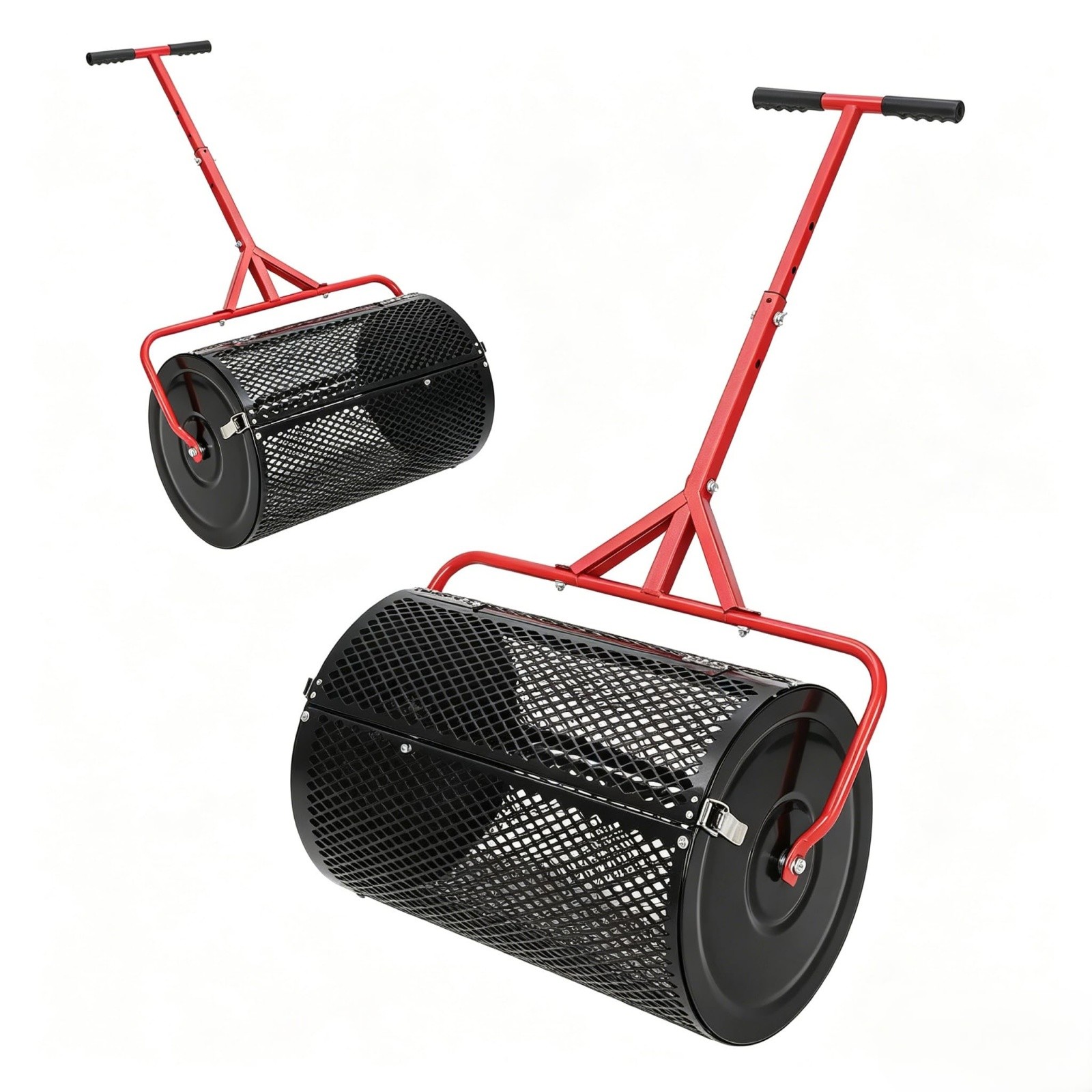 Compost Spreader, 24 in Wide Peat Moss Spreader with Handle 3 Heights Adjustable