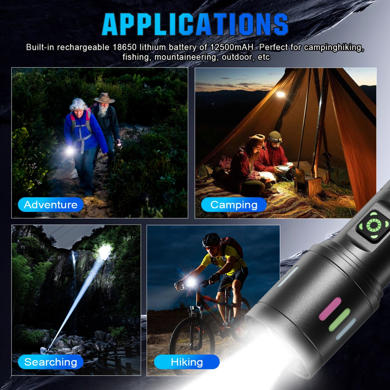 99000000 Lumen Super Bright LED Tactical Flashlight Rechargeable LED Work Lights