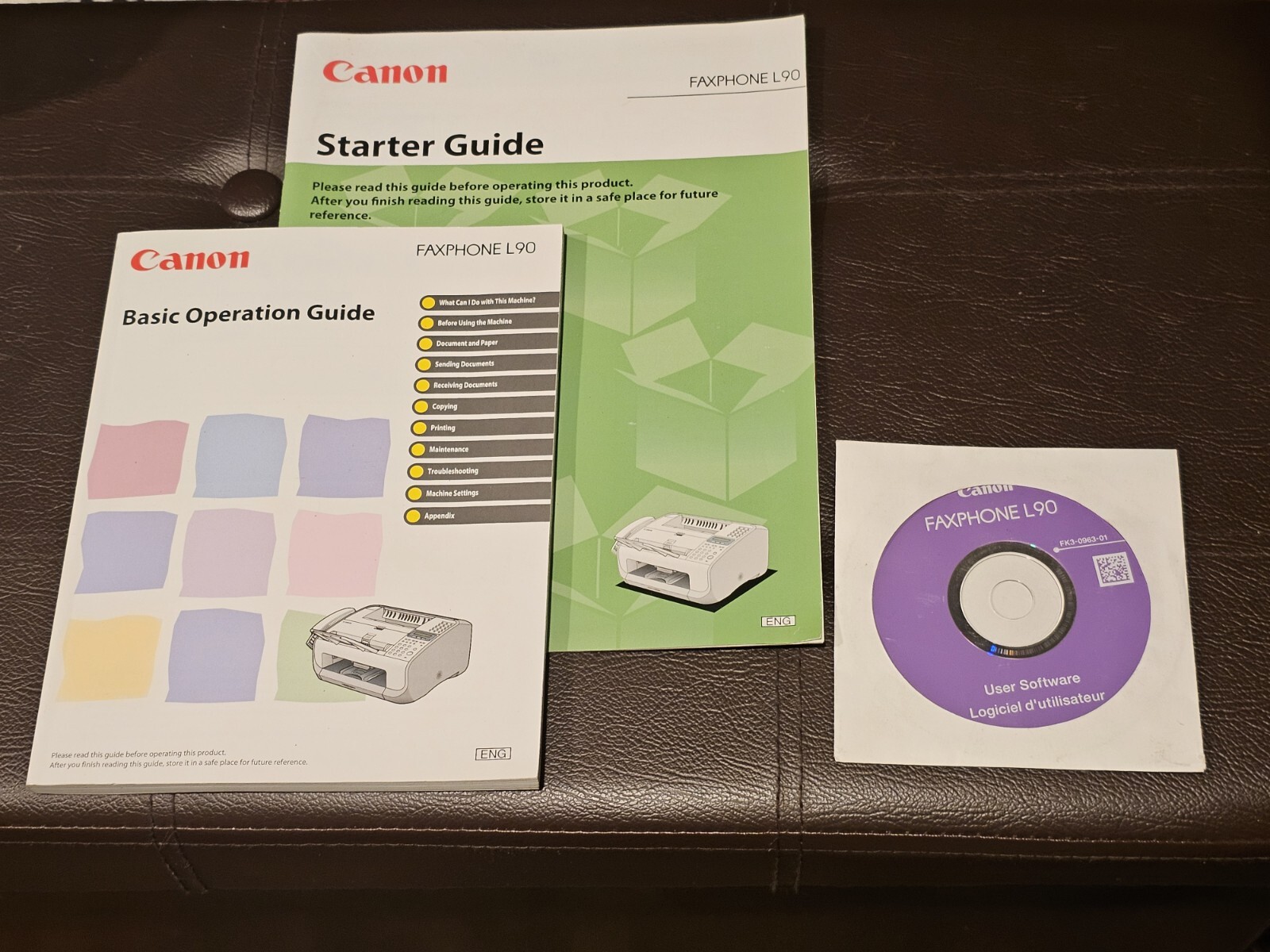 Canon Faxphone L90 Instruction Basic Operation Guide, Software CD, Starter Guide