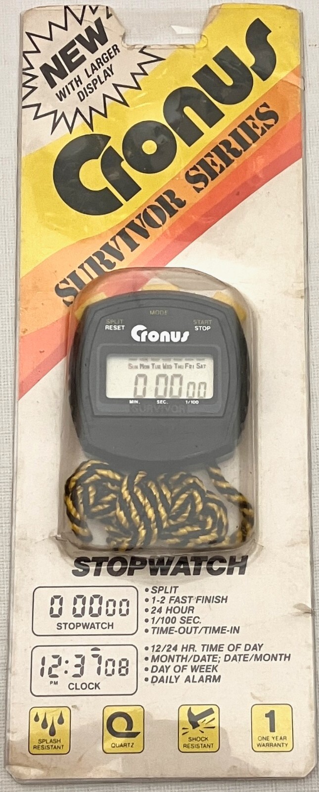 Vintage Cronus Survivor Series Stopwatch Black C601-11 FRESH BATTERY CHANGE