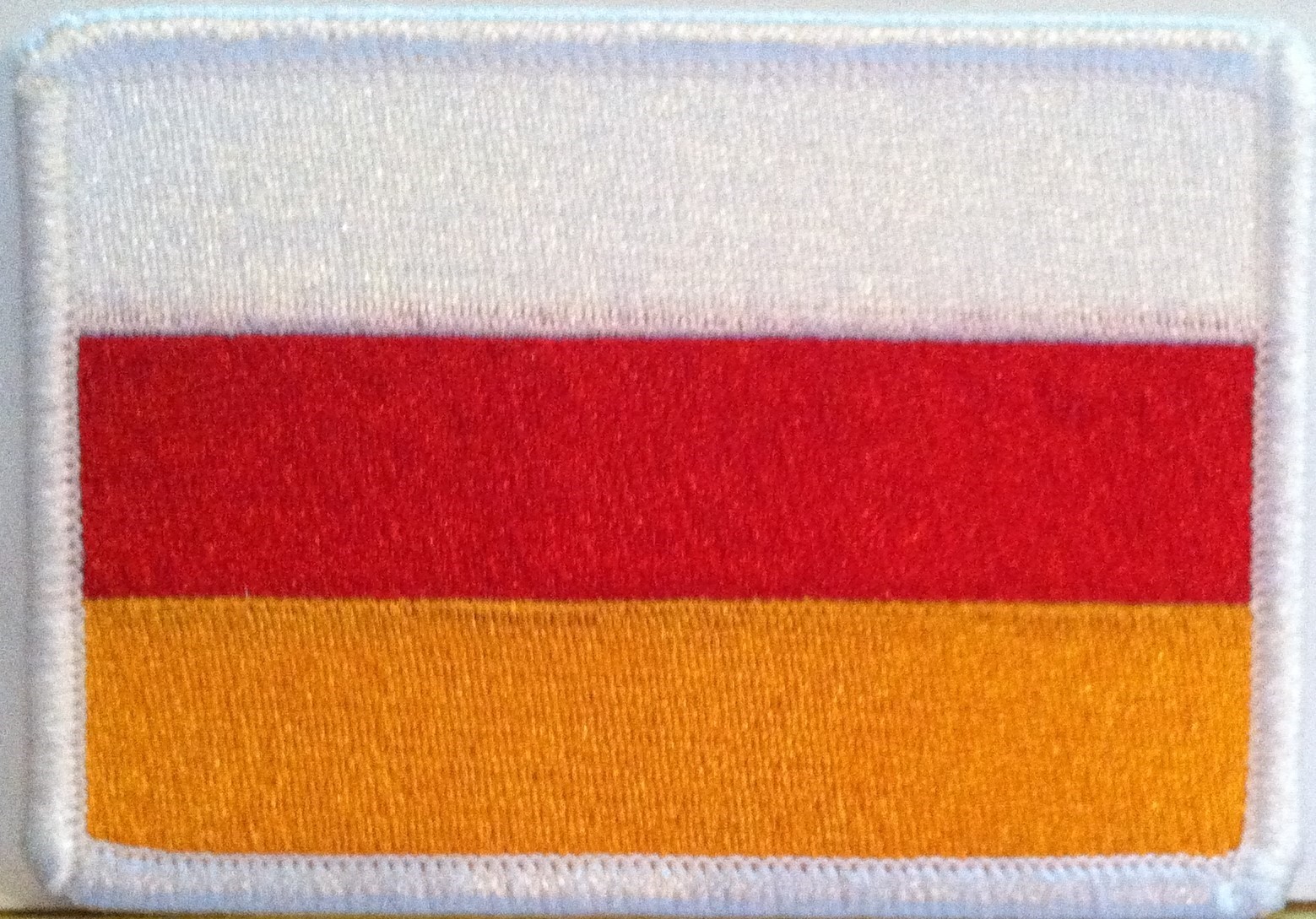 South Ossetia Flag BIKER Iron On Patch Emblem White Border