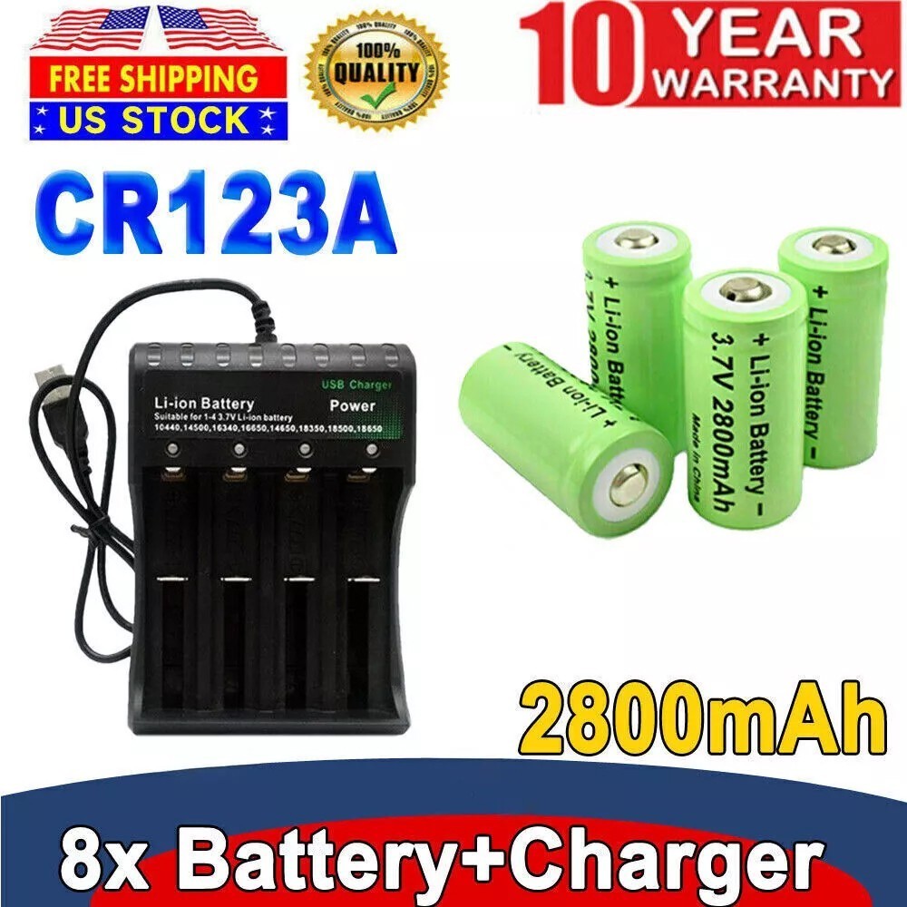 2800mAh Batteries CR123A 16340 Rechargeable Battery / Smart Charger Lot !