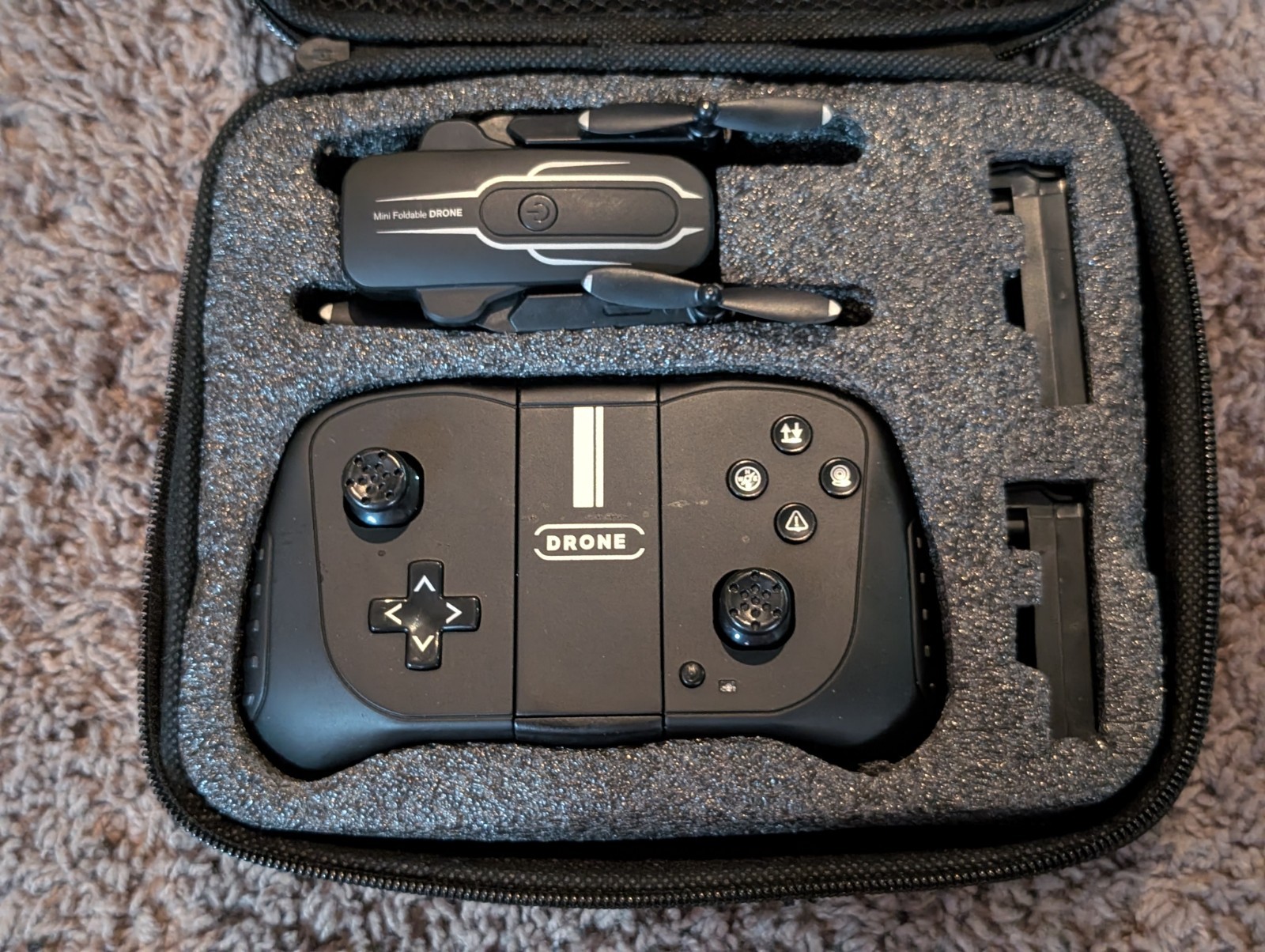 Mini Foldable Quadcopter Drone w/ Remote Controller & Carrying Case, Black