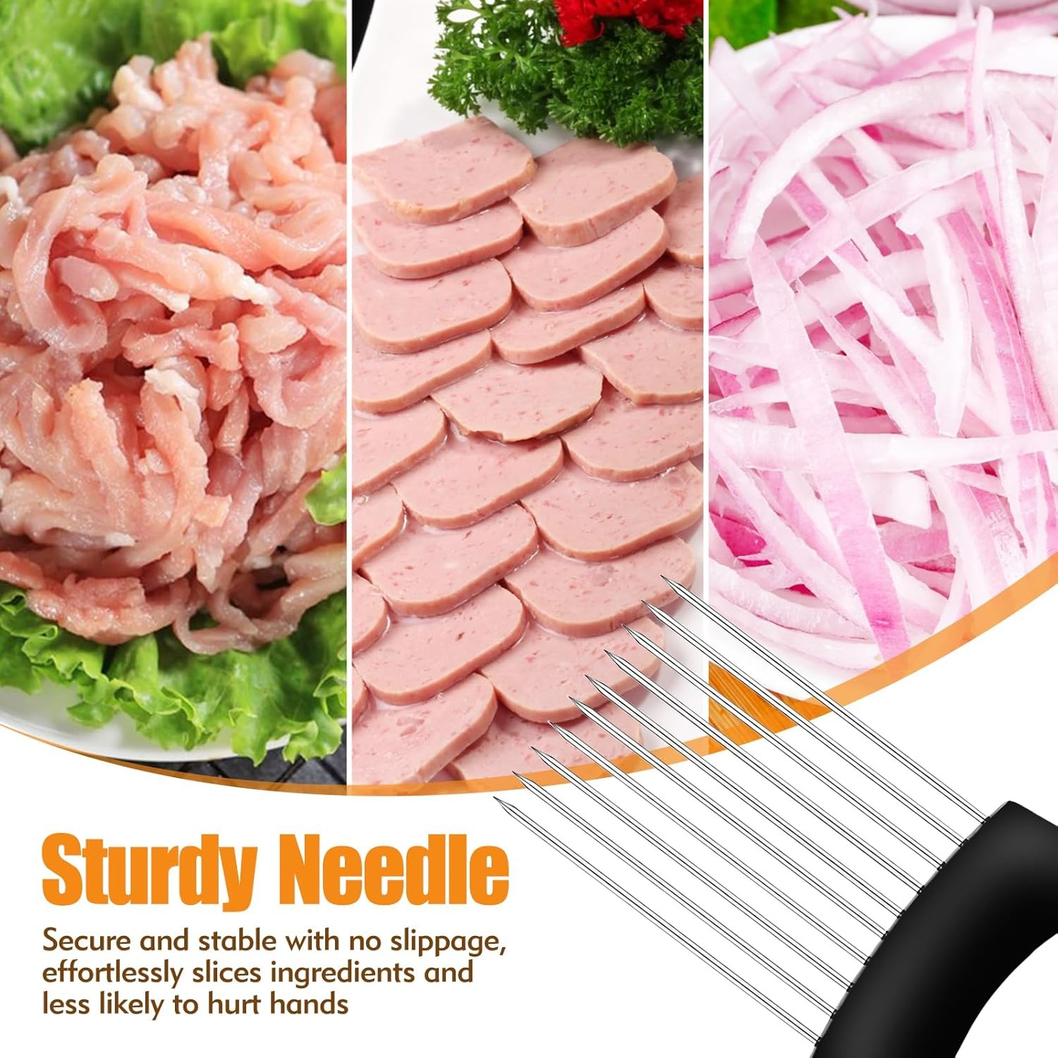 Onion Holder for Slicing, Stainless Steel Onion Slicer, Onions Slicer Holder wit