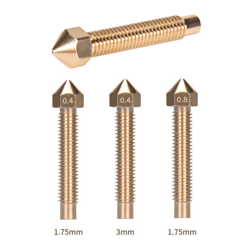 4cm - 1.57inch Long M6 Brass Nozzle for 1.75mm / 3mm Filament