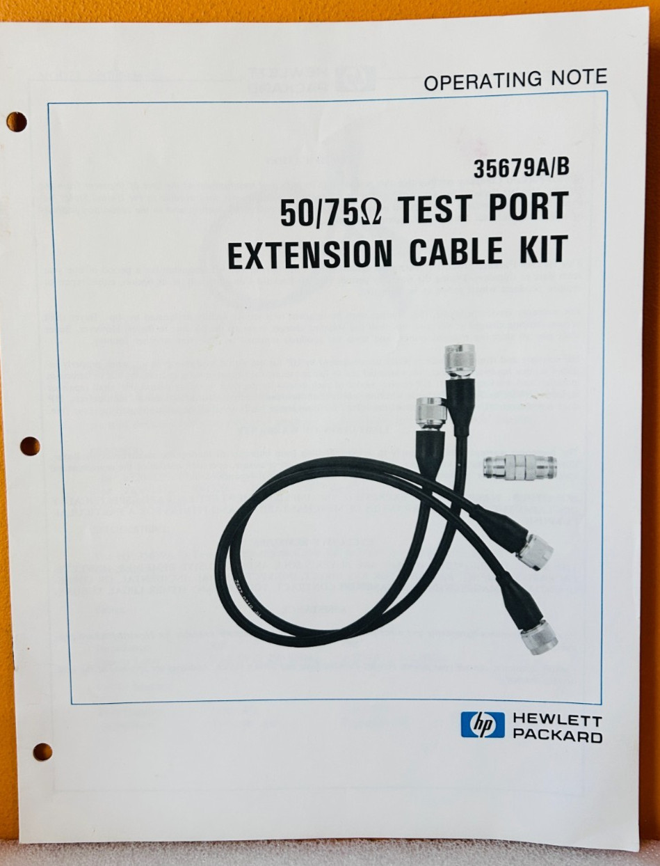 HP 35679-90020 Model 35679A/B 50/75Ω Test Port Extension Cable Kit Oper. Manual.