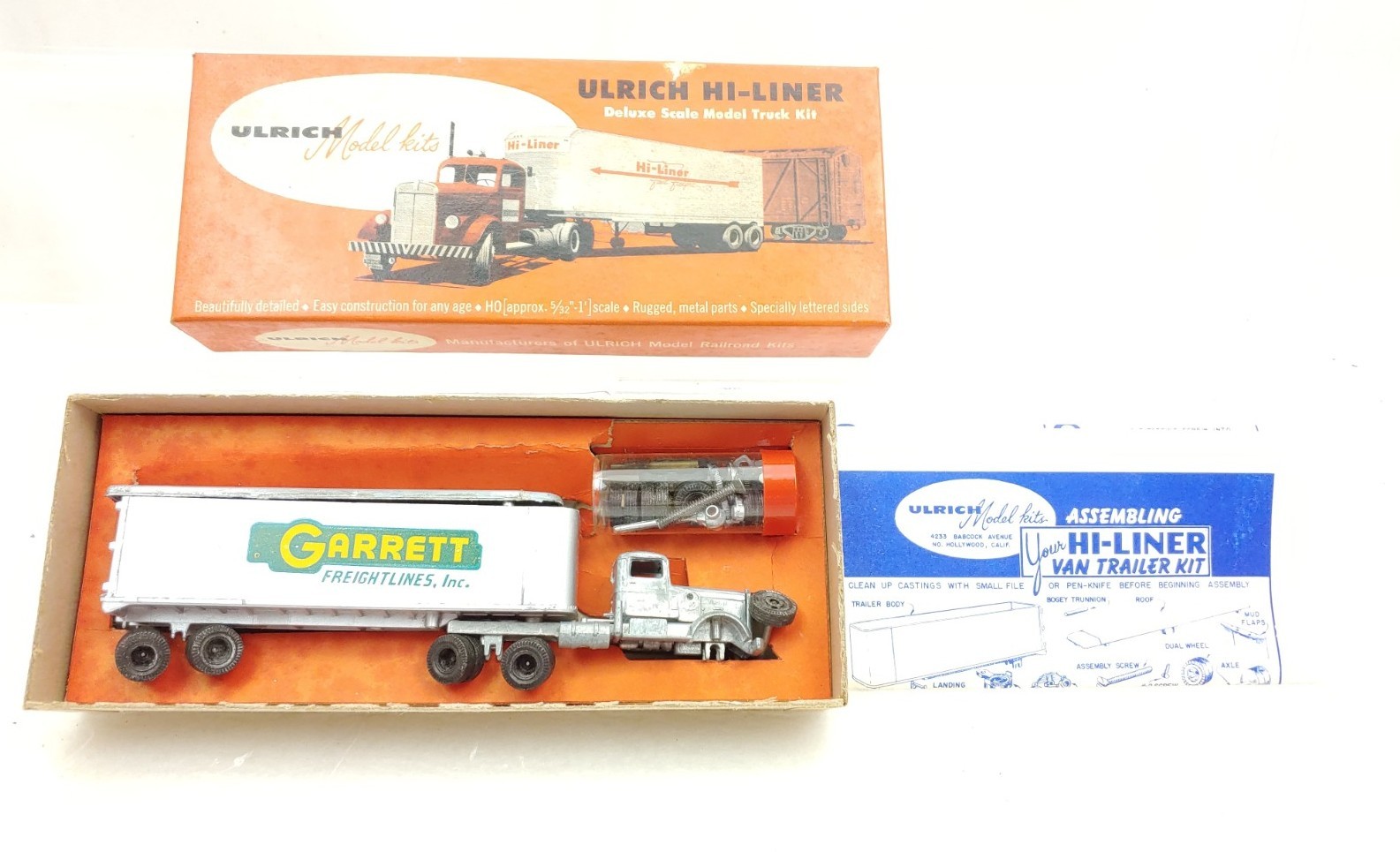 Ulrich Model Kits Hi-Liner HO Gauge Kenworth Fruehauf Truck Trailer Garret 1V3