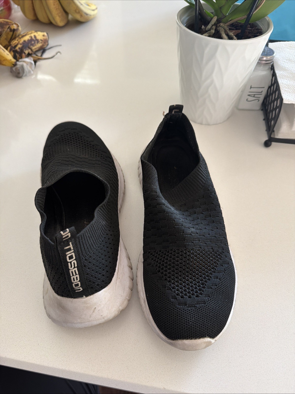Women's Tiosebon U.S. Sz. 8 Black Stretch Knit Comfort Walking Shoes Washable