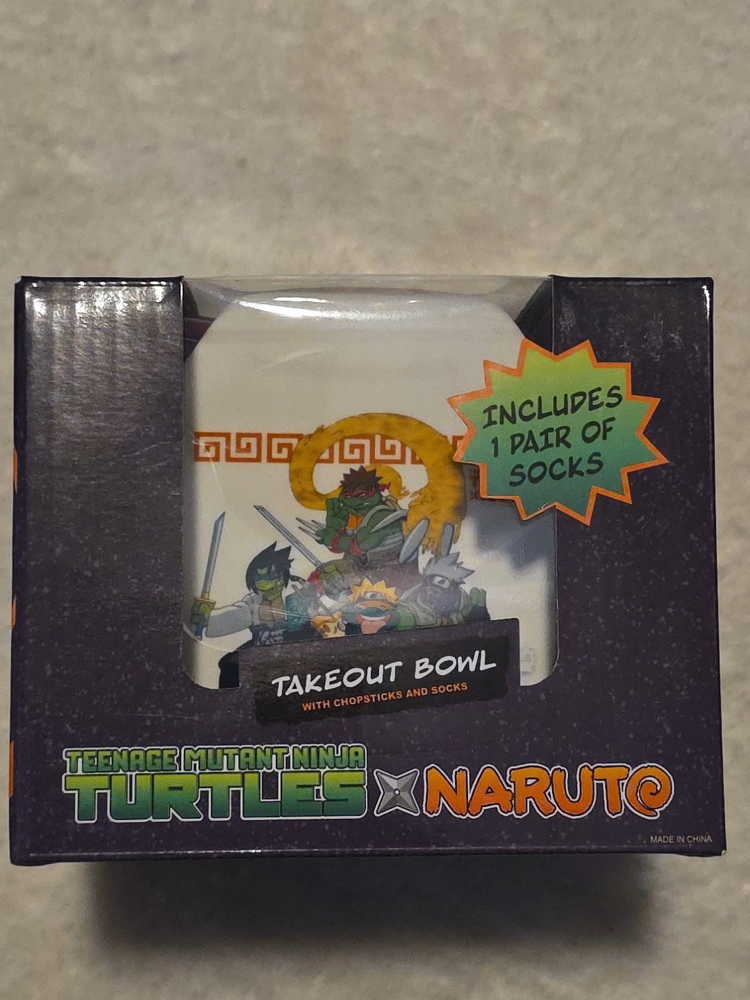 COLLECTABLE TMNT X NARUTO COLLABORATION BOWL BUNDLE” INCLUDES SOCKS