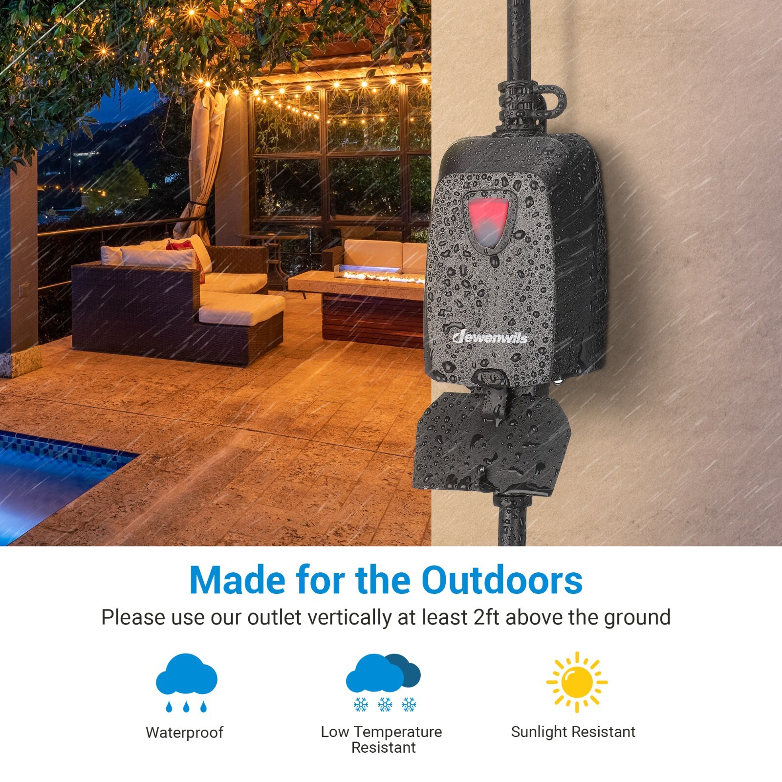 DEWENWILS Wireless Remote Control Outlet Switch Power with 2 Remotes 100FT Range